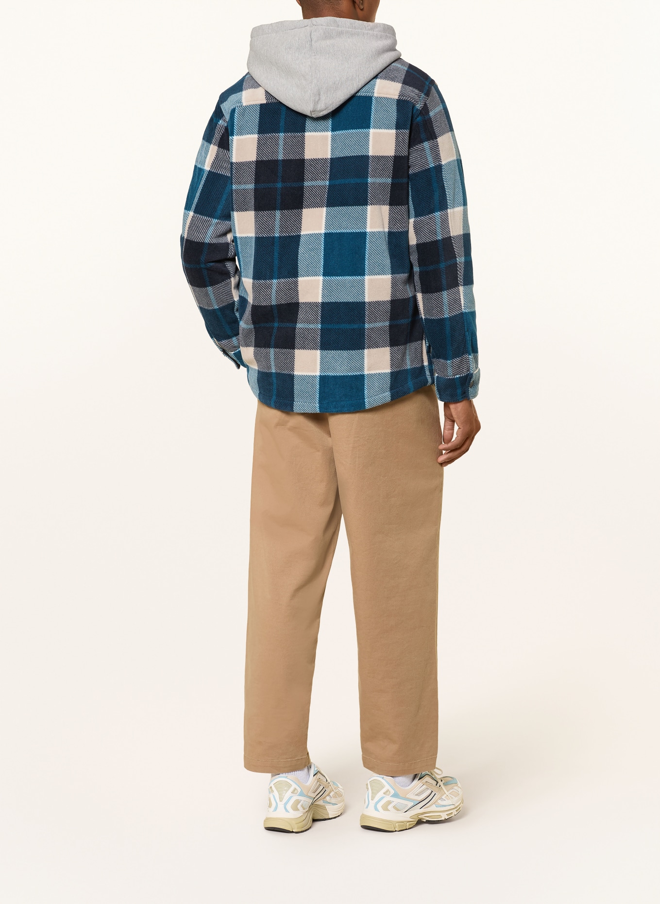 camel active Fleece-Overshirt: DUNKELBLAU / ECRU / PETROL