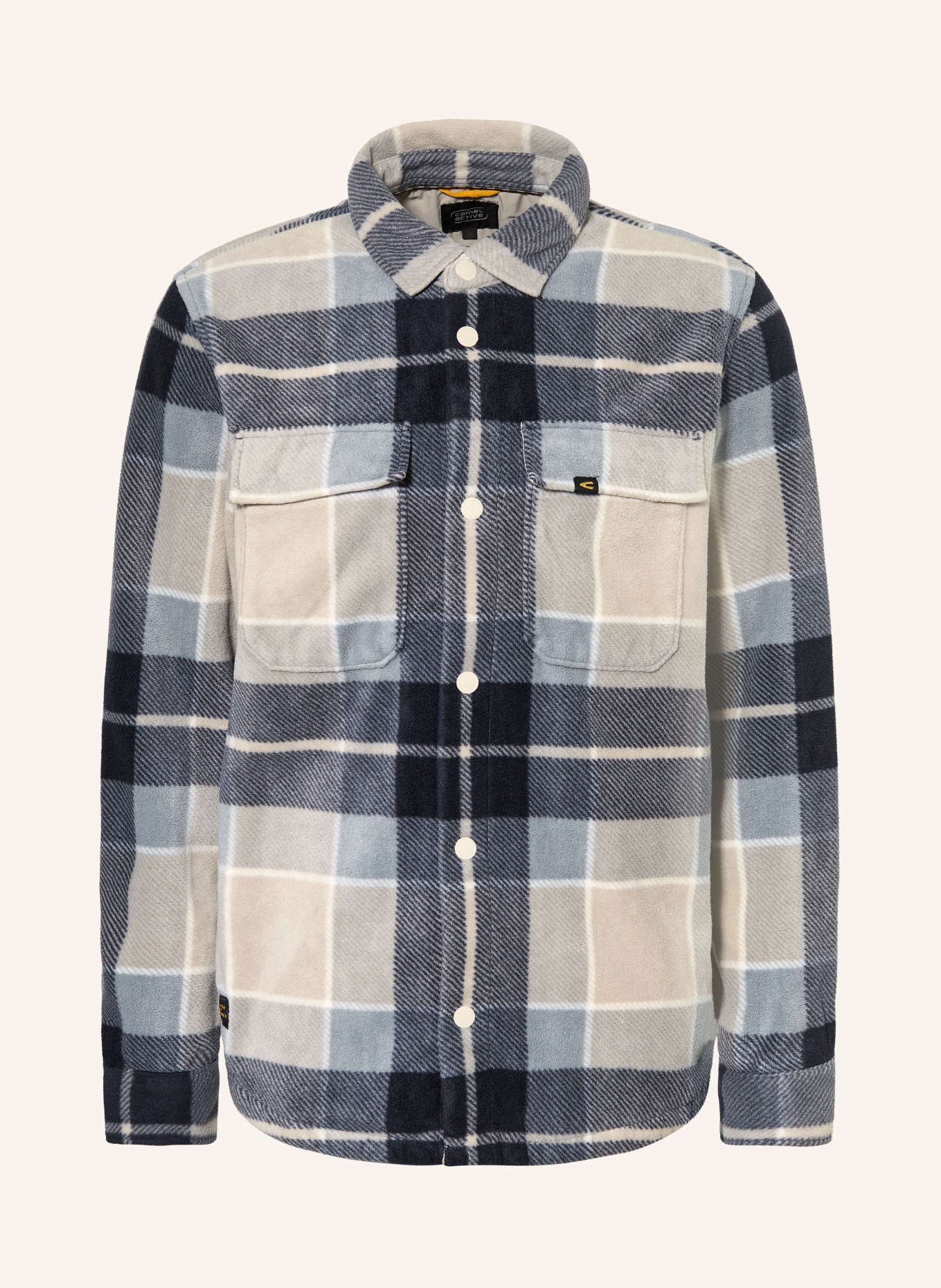 camel active Fleece-Overshirt: TAUPE / ECRU / DUNKELBLAU