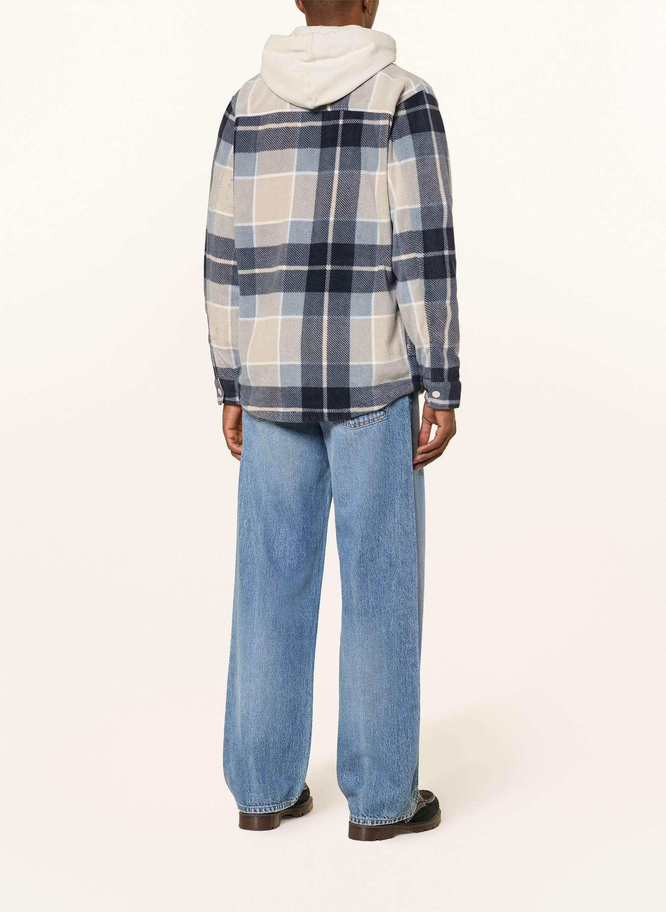 camel active Fleece-Overshirt: TAUPE / ECRU / DUNKELBLAU