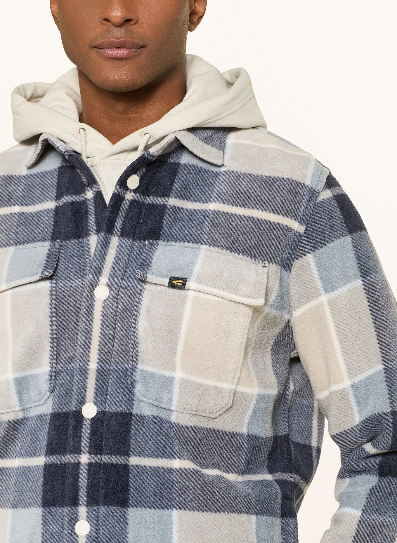 camel active Fleece-Overshirt: TAUPE / ECRU / DUNKELBLAU