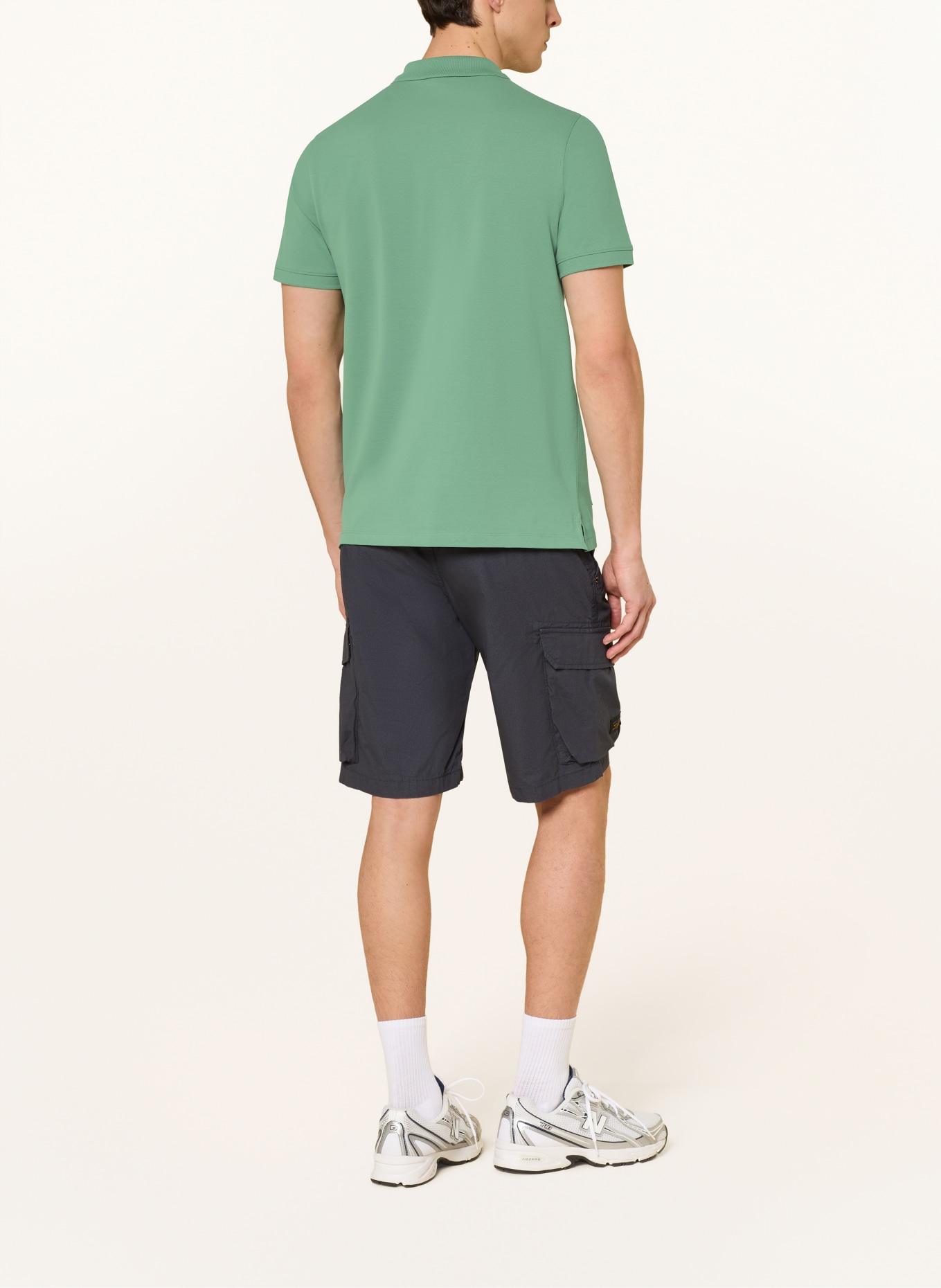 camel active Koszulka polo z pikowanym wzorem: ZIELONY