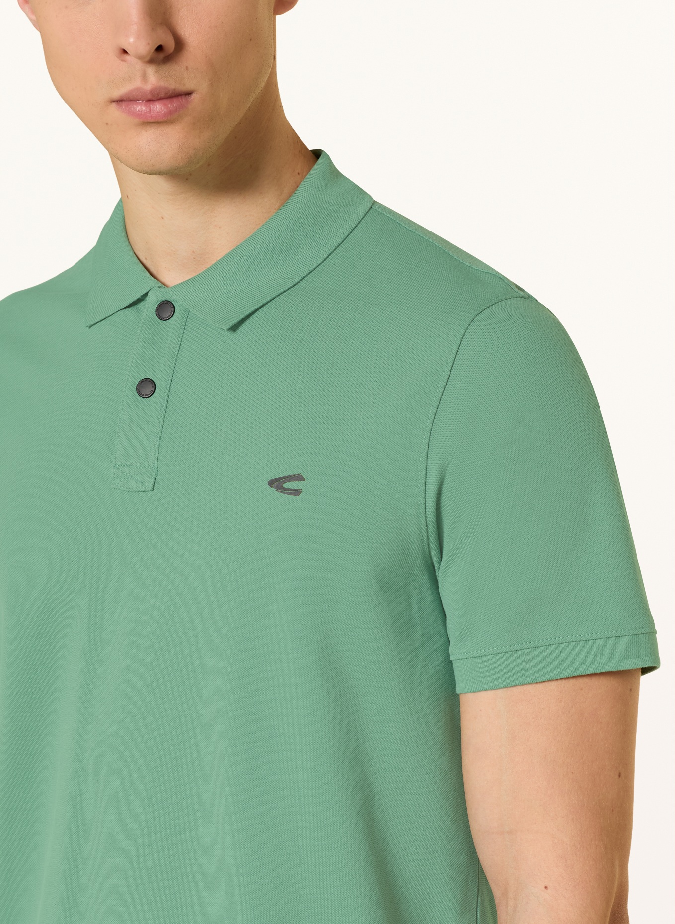 camel active Koszulka polo z pikowanym wzorem: ZIELONY