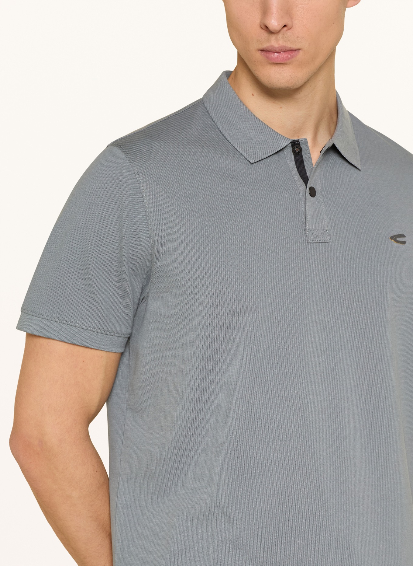 camel active Koszulka polo z pikowanym wzorem: SZARONIEBIESKI