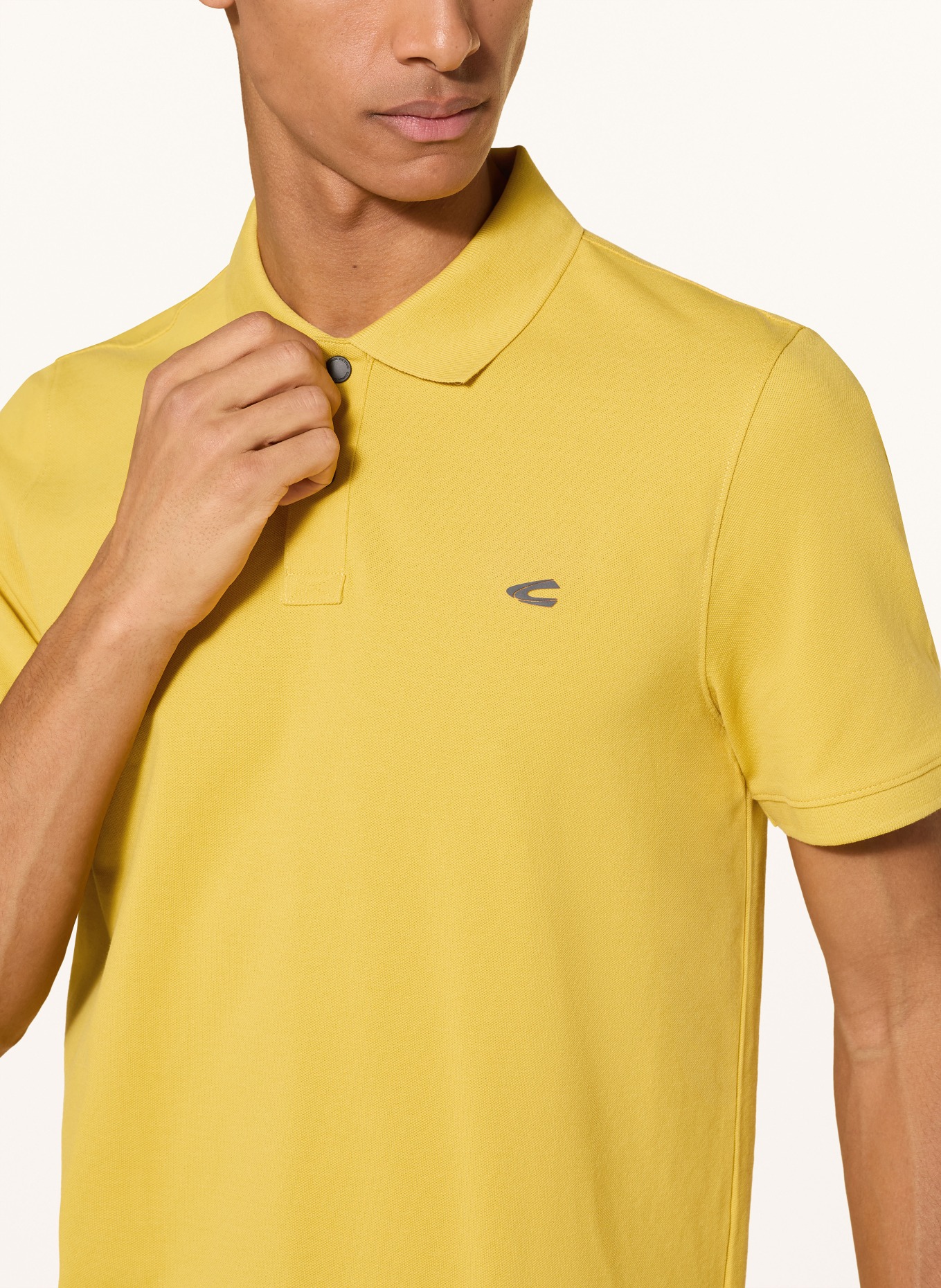 camel active Koszulka polo z pikowanym wzorem: CIEMNOŻÓŁTY