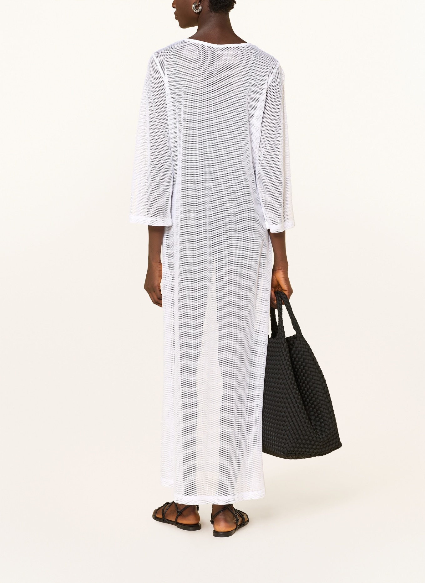 MARIE JO Strandkleid aus Mesh mit 3/4-Arm: WEISS