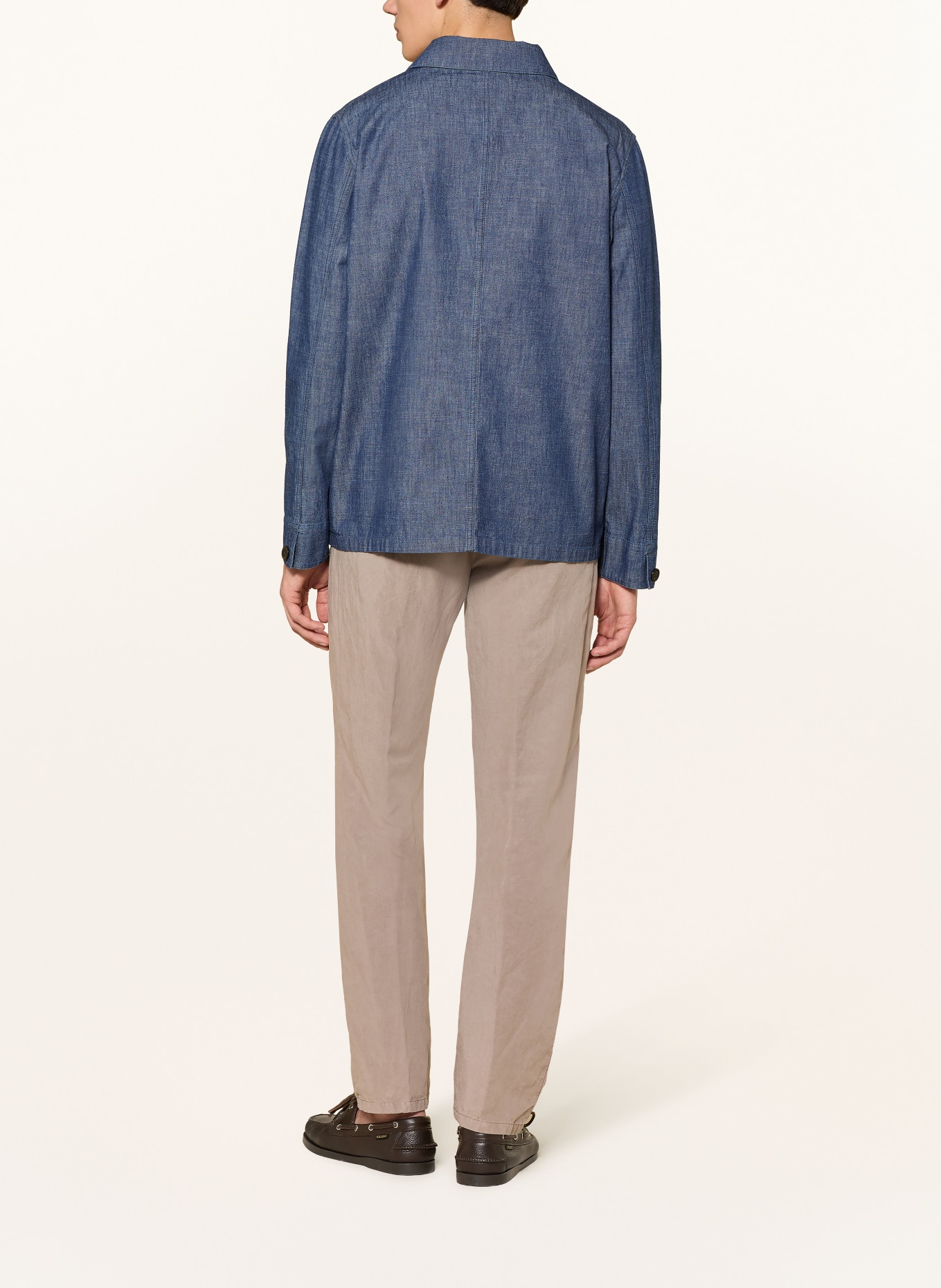 BERWICH Chino Regular Fit met linnen: TAUPE