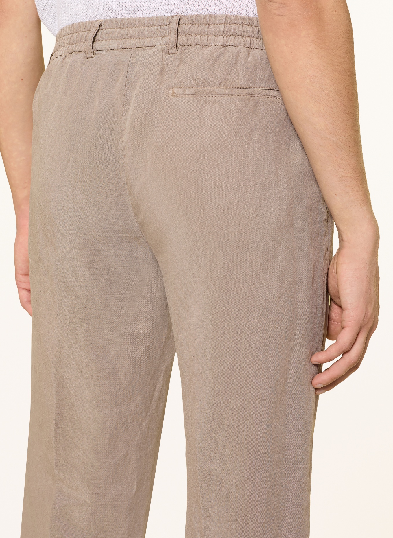 BERWICH Chino Regular Fit met linnen: TAUPE