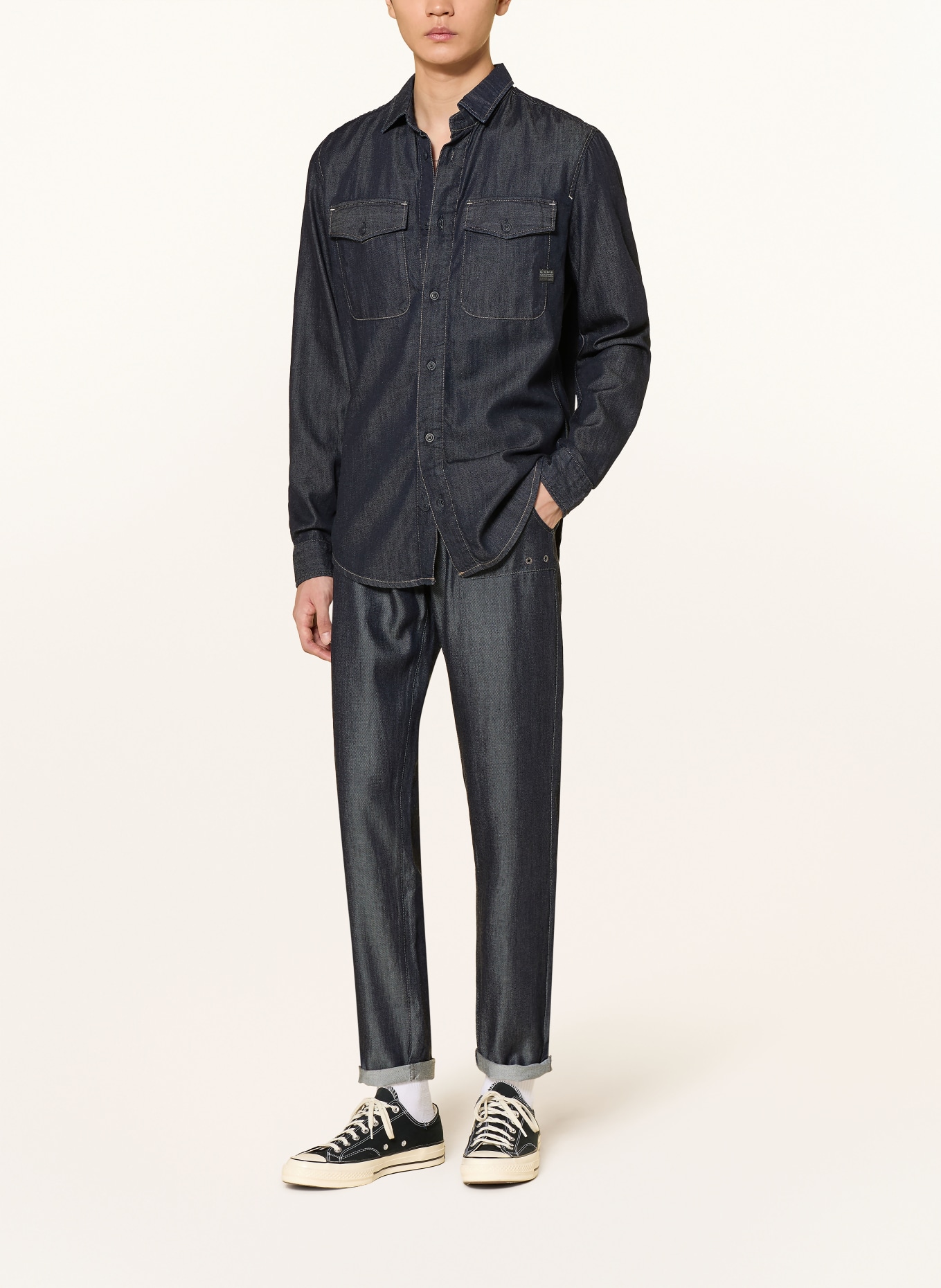 G-Star Džínová košile MARINE Slim Fit: TMAVĚ MODRÁ