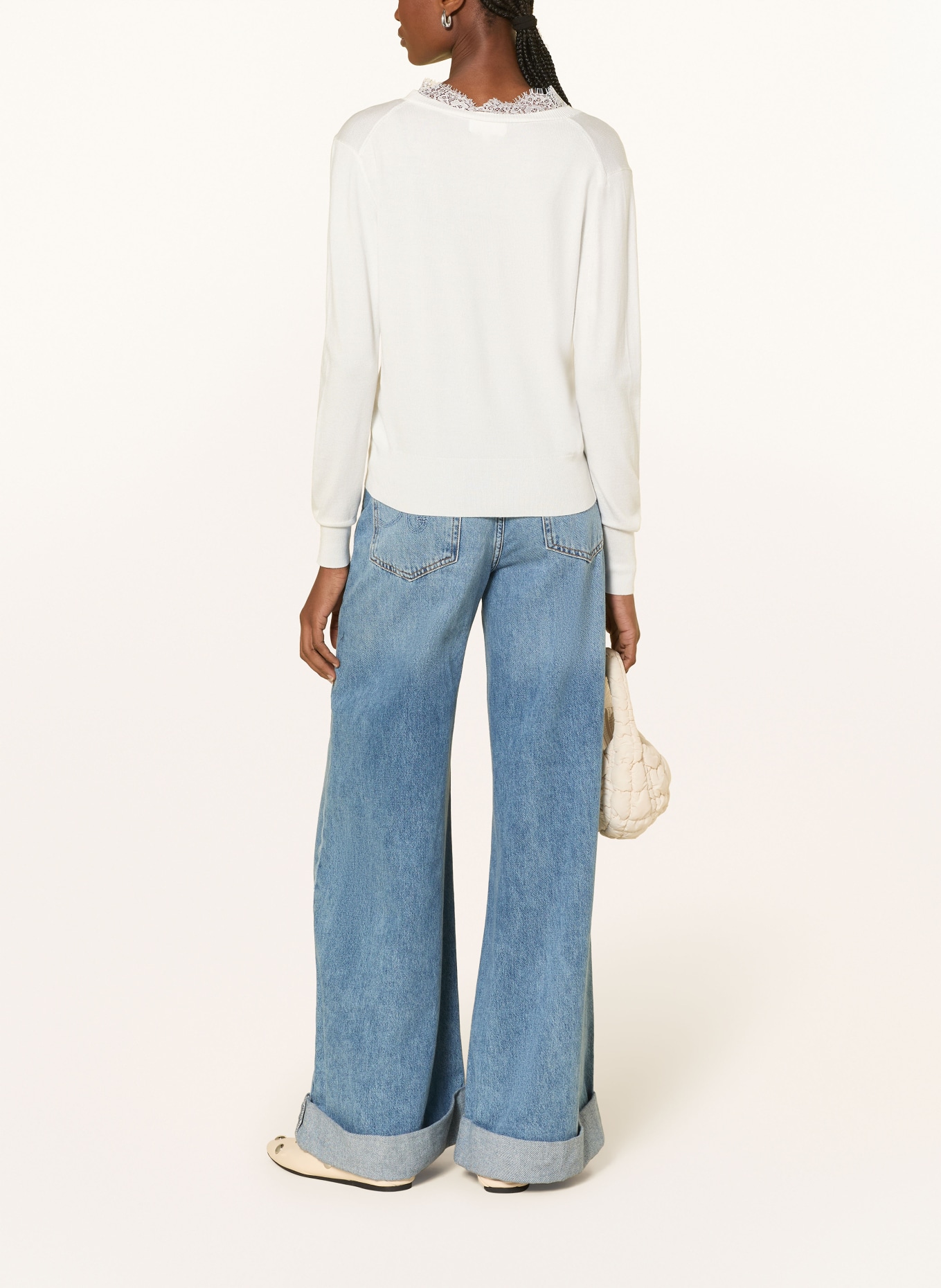 darling harbour Pullover mit Spitze: ECRU
