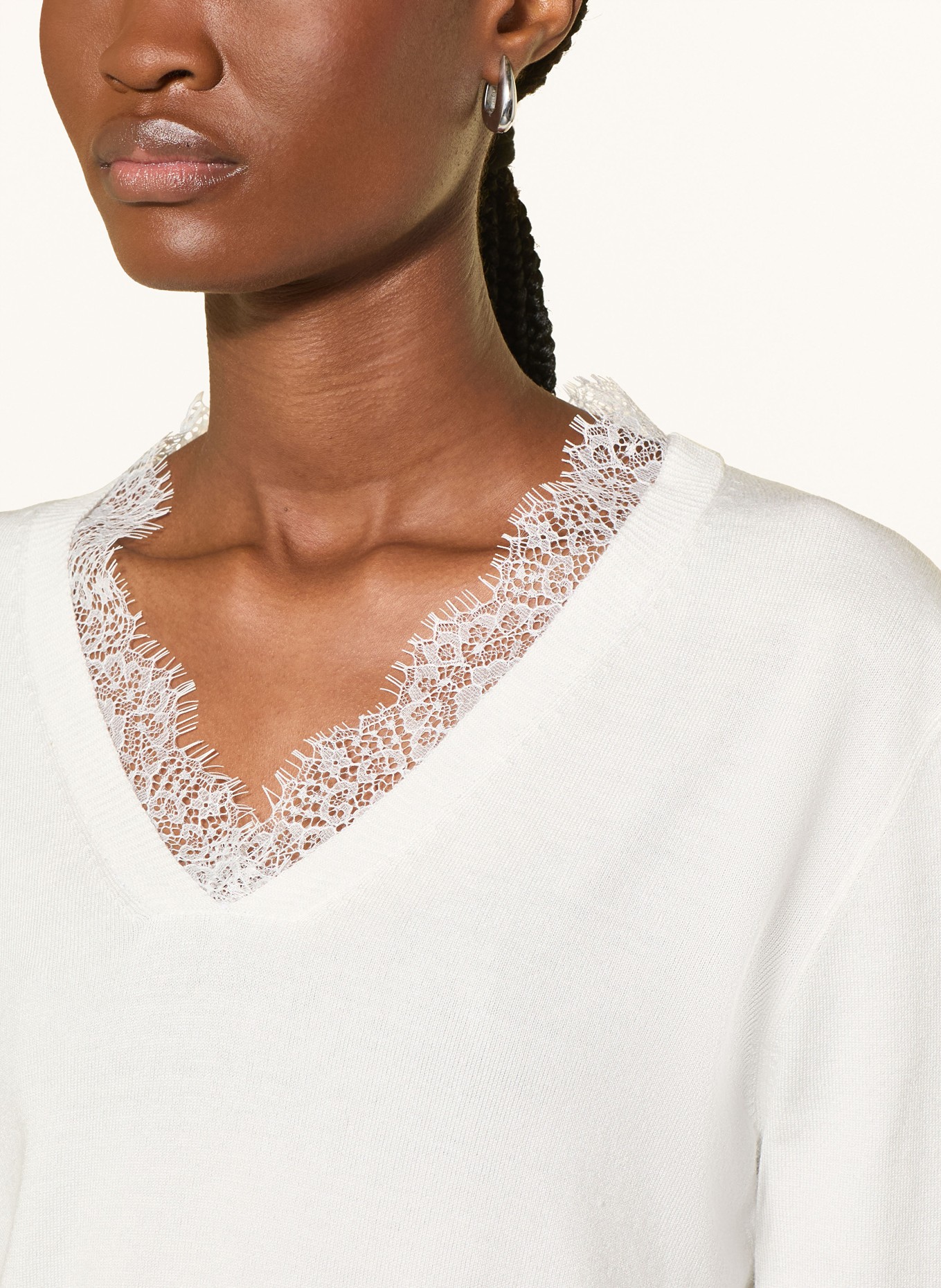 darling harbour Pullover mit Spitze: ECRU
