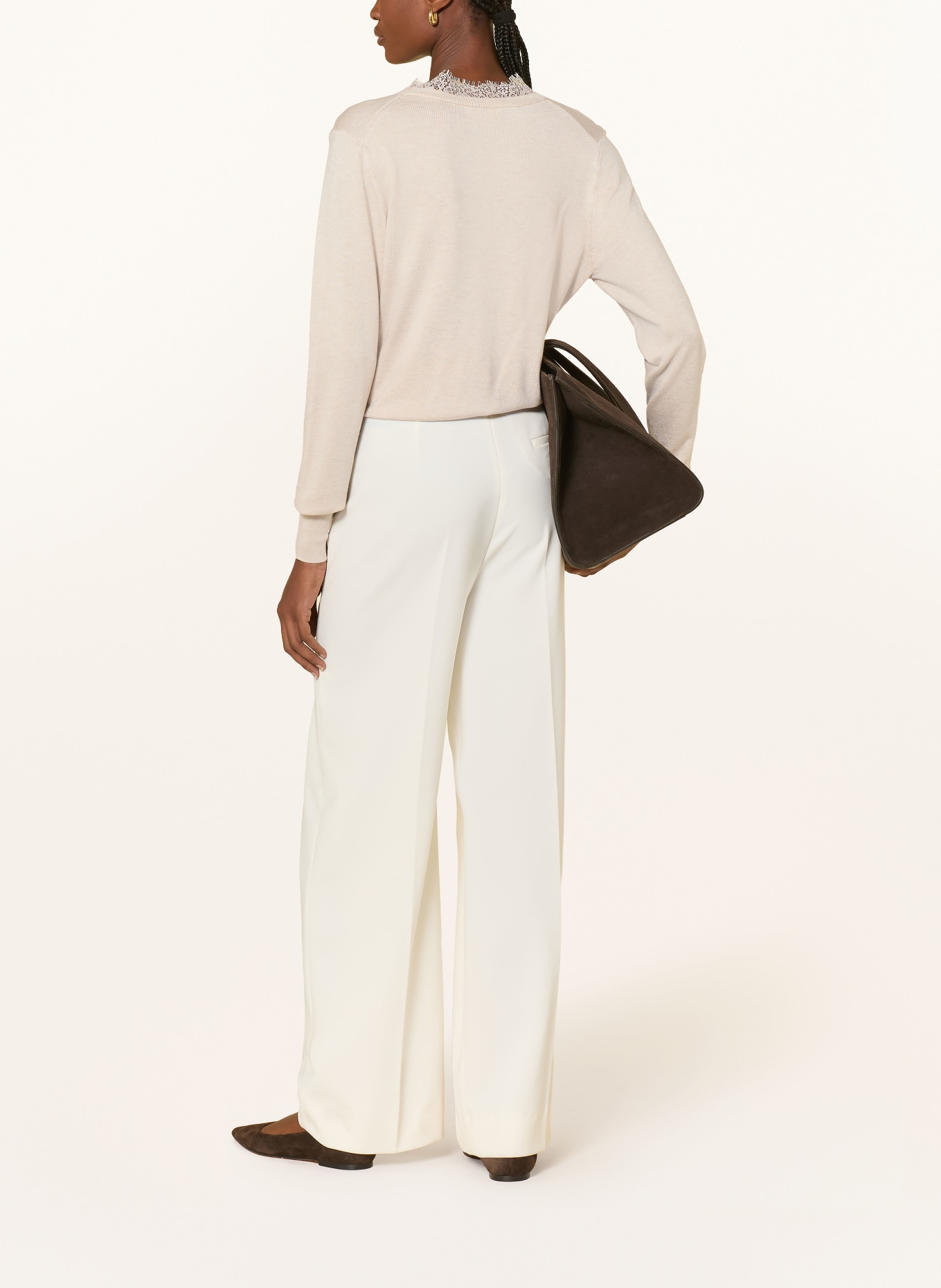 darling harbour Pullover mit Spitze: Sand Melange