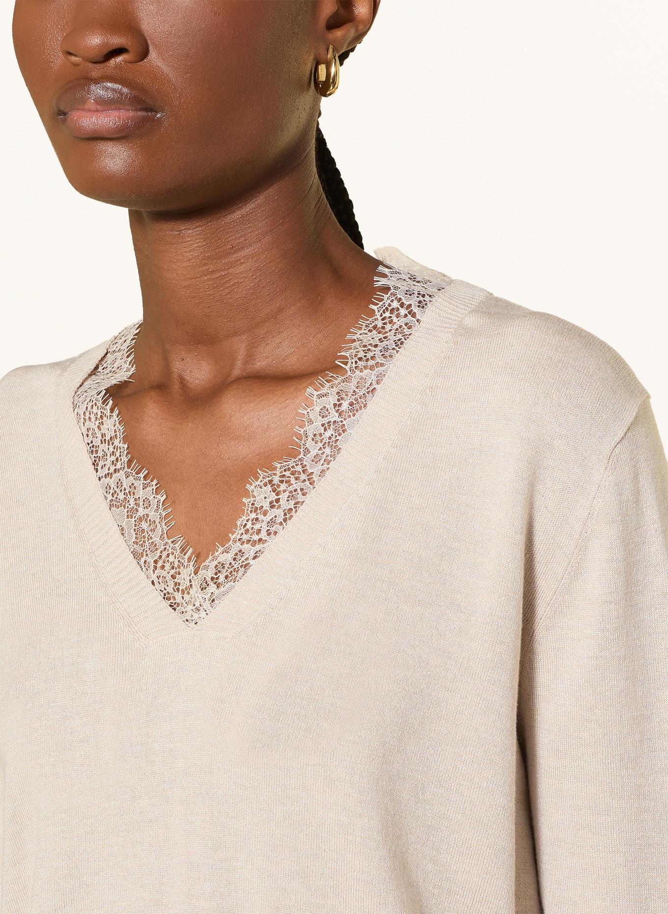 darling harbour Pullover mit Spitze: Sand Melange