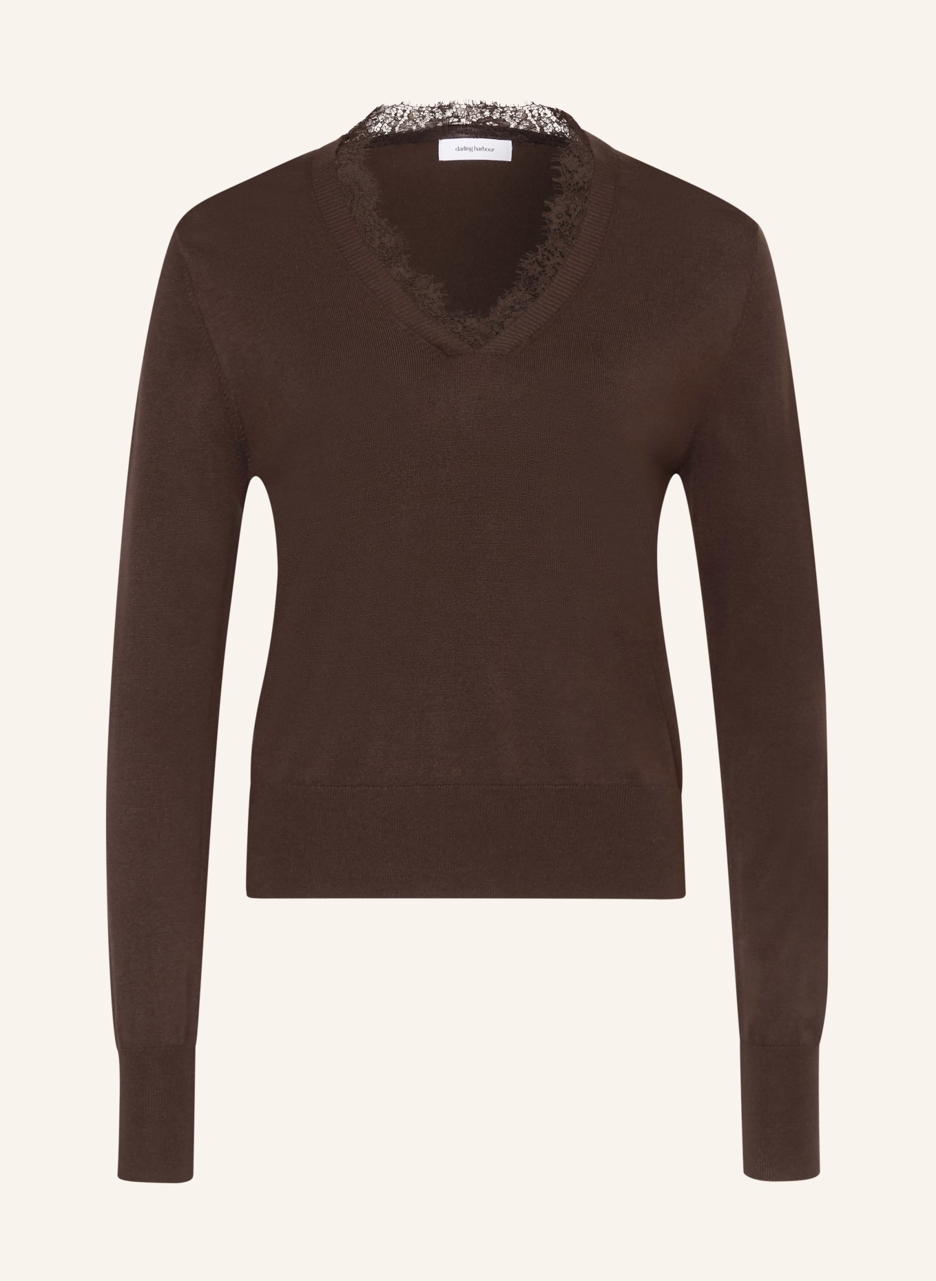 darling harbour Sweater with lace: DARK BROWN