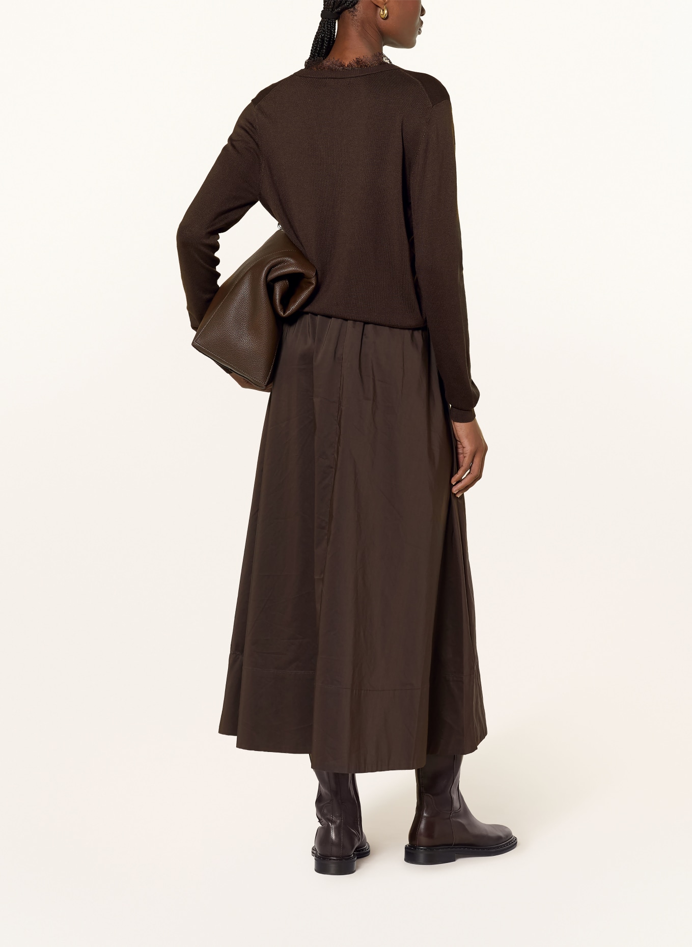 darling harbour Sweater with lace: DARK BROWN