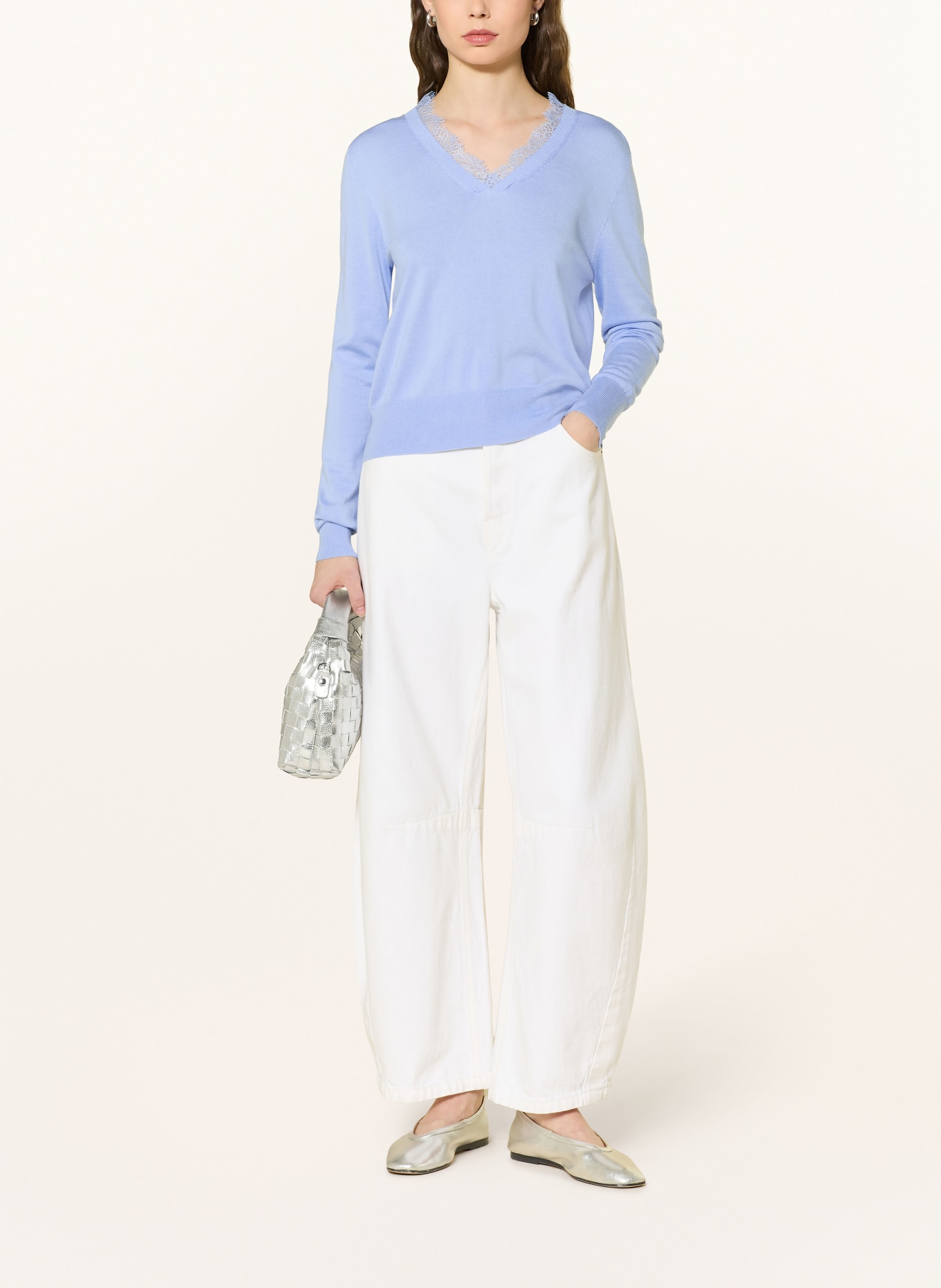 darling harbour Sweater with lace: corn flower blue