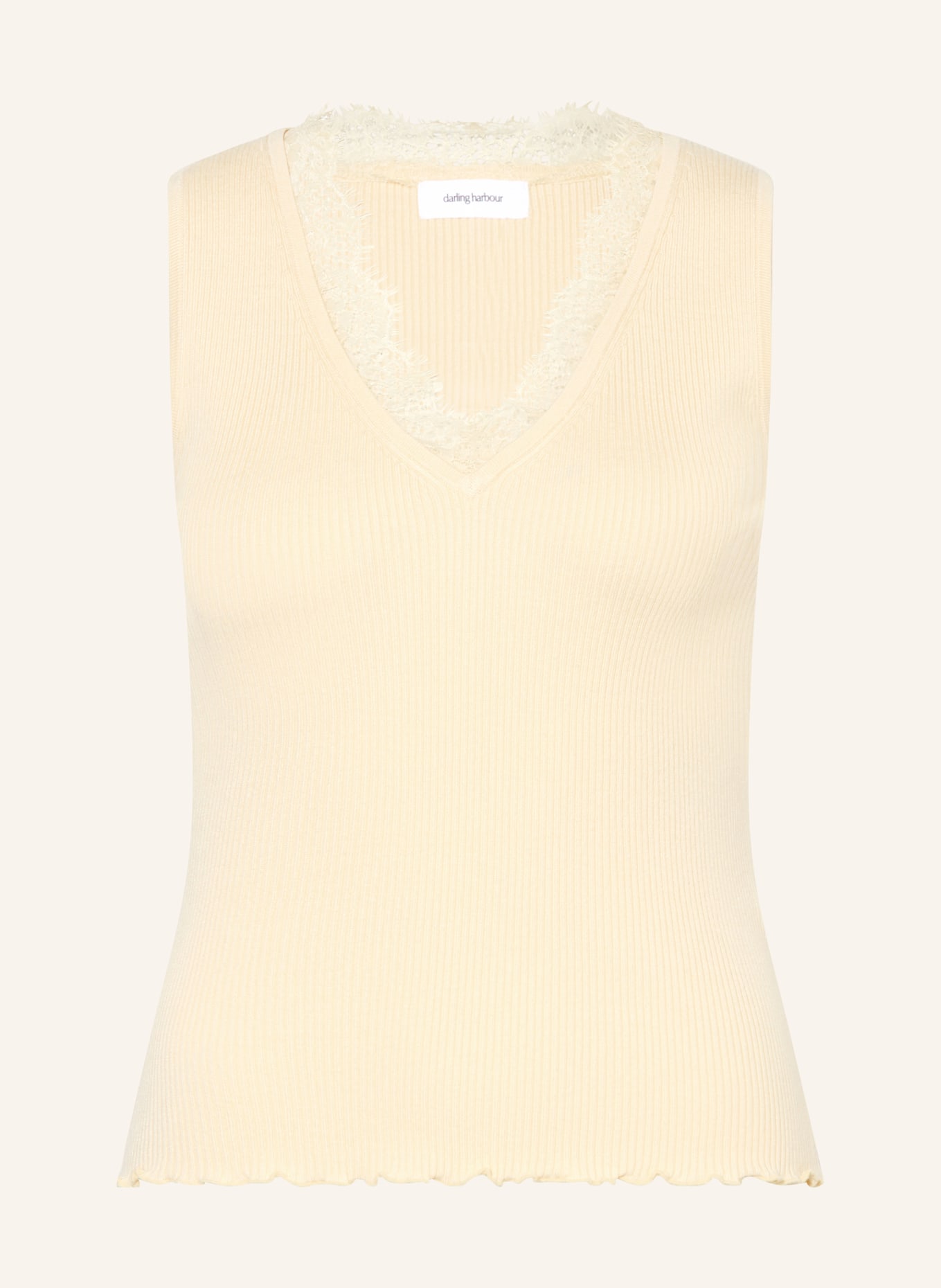 darling harbour Dzianinowy top z koronką: butter yellow