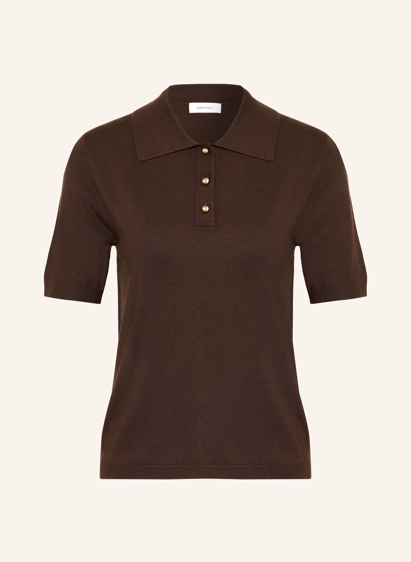 darling harbour knitted polo shirt: DARK BROWN