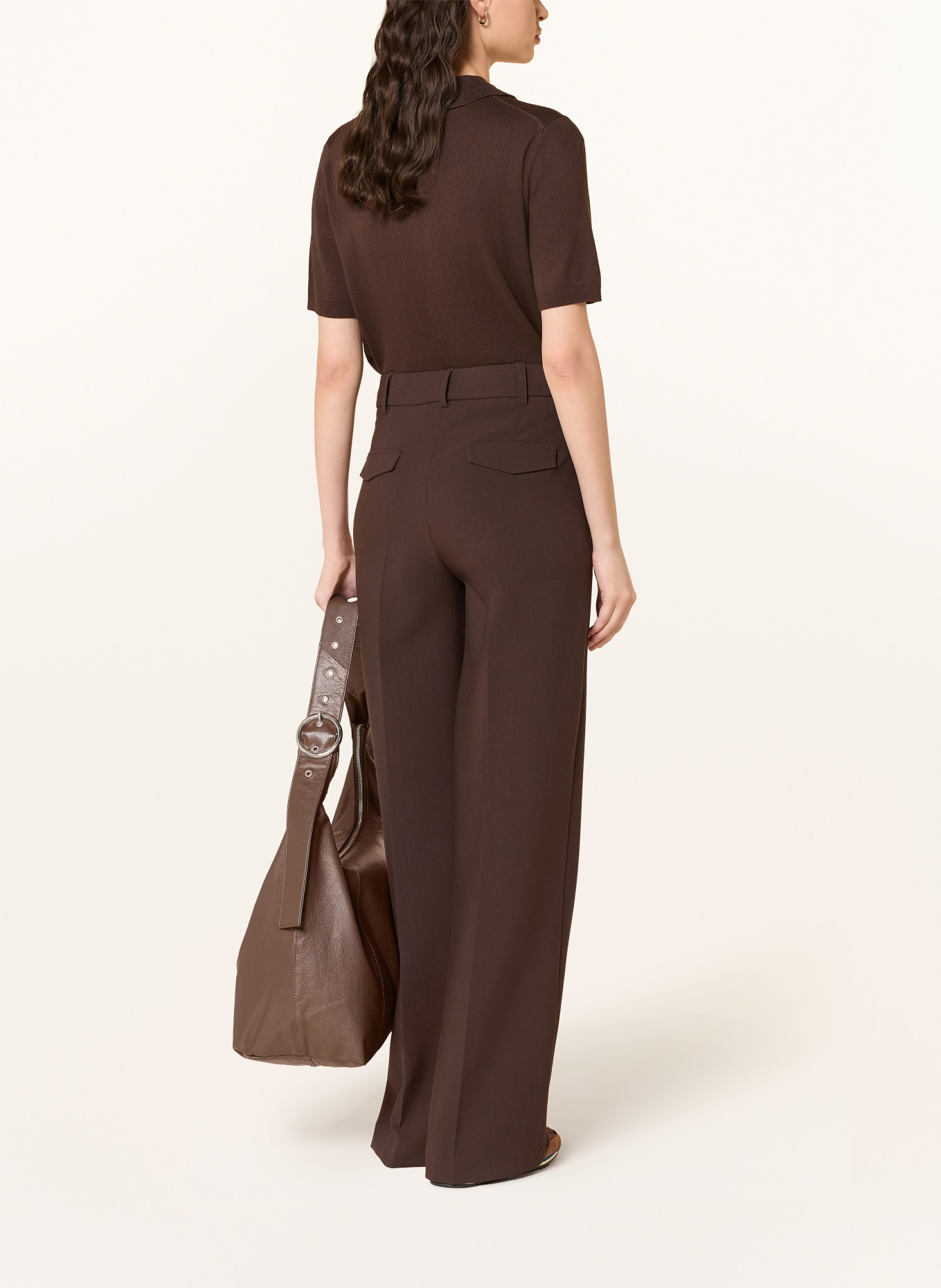 darling harbour knitted polo shirt: DARK BROWN