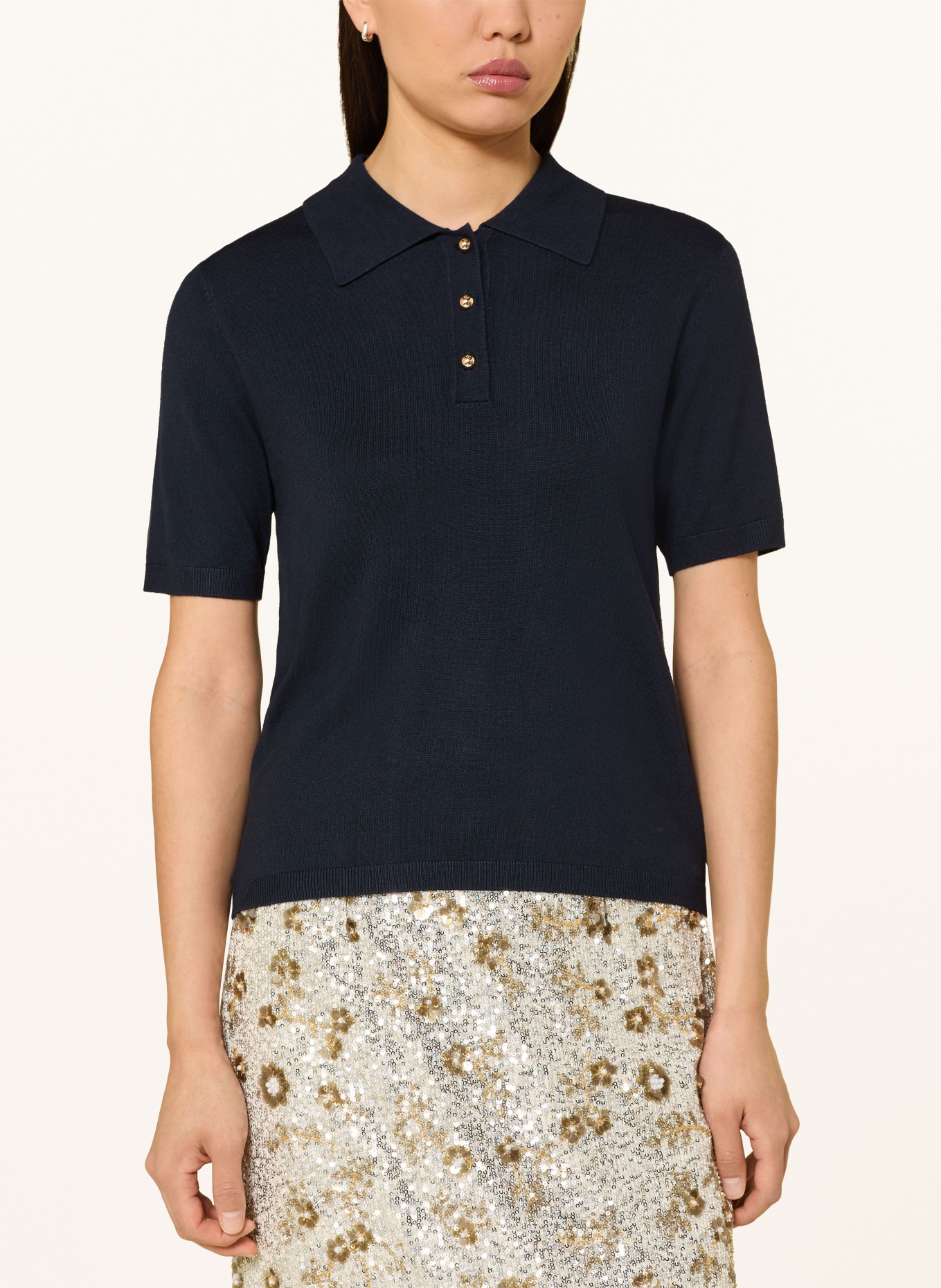 darling harbour knitted polo shirt: NAVY