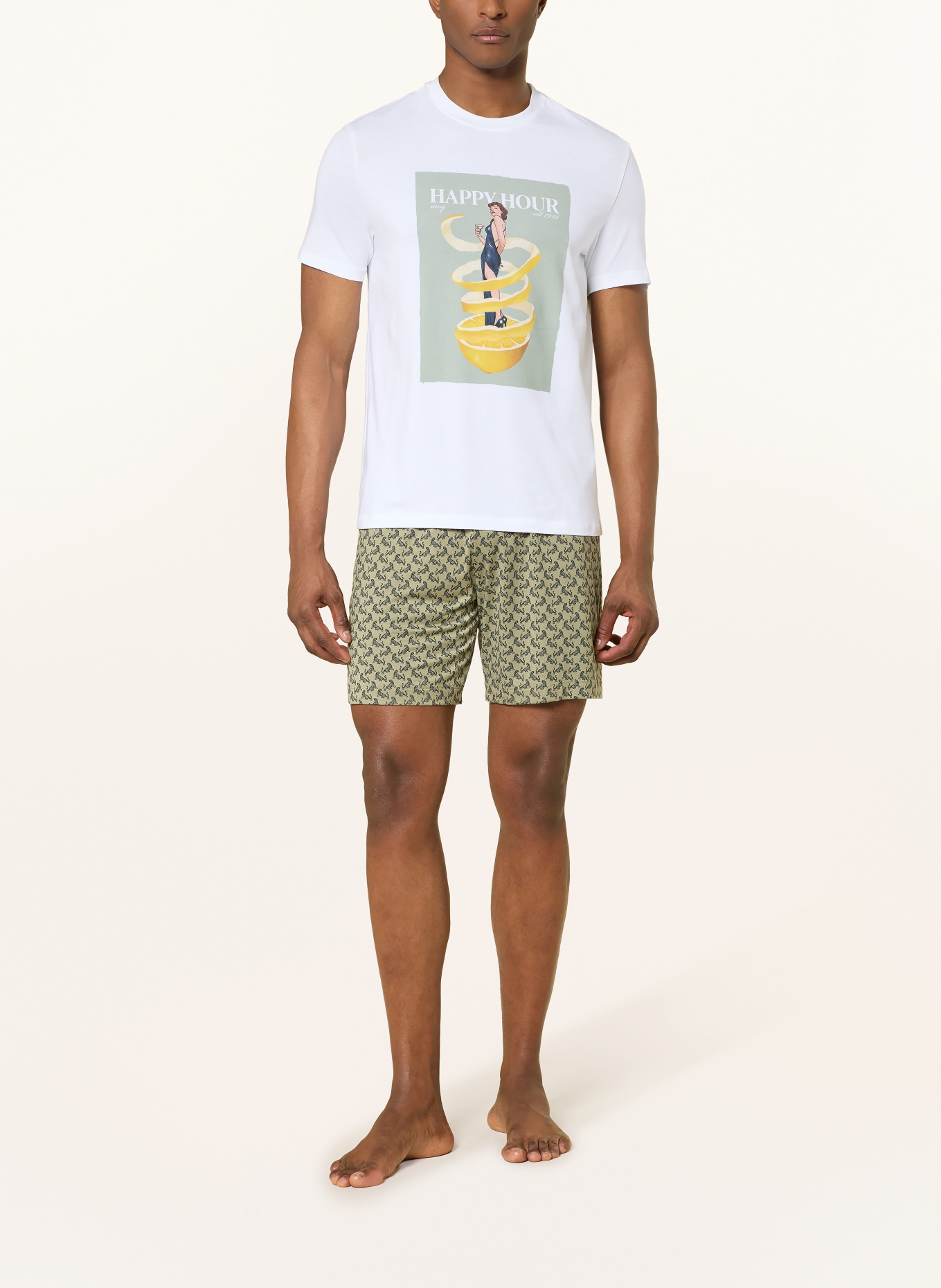 mey Schlafshorts Serie TIPSY TIGERS: OLIV / SCHWARZ