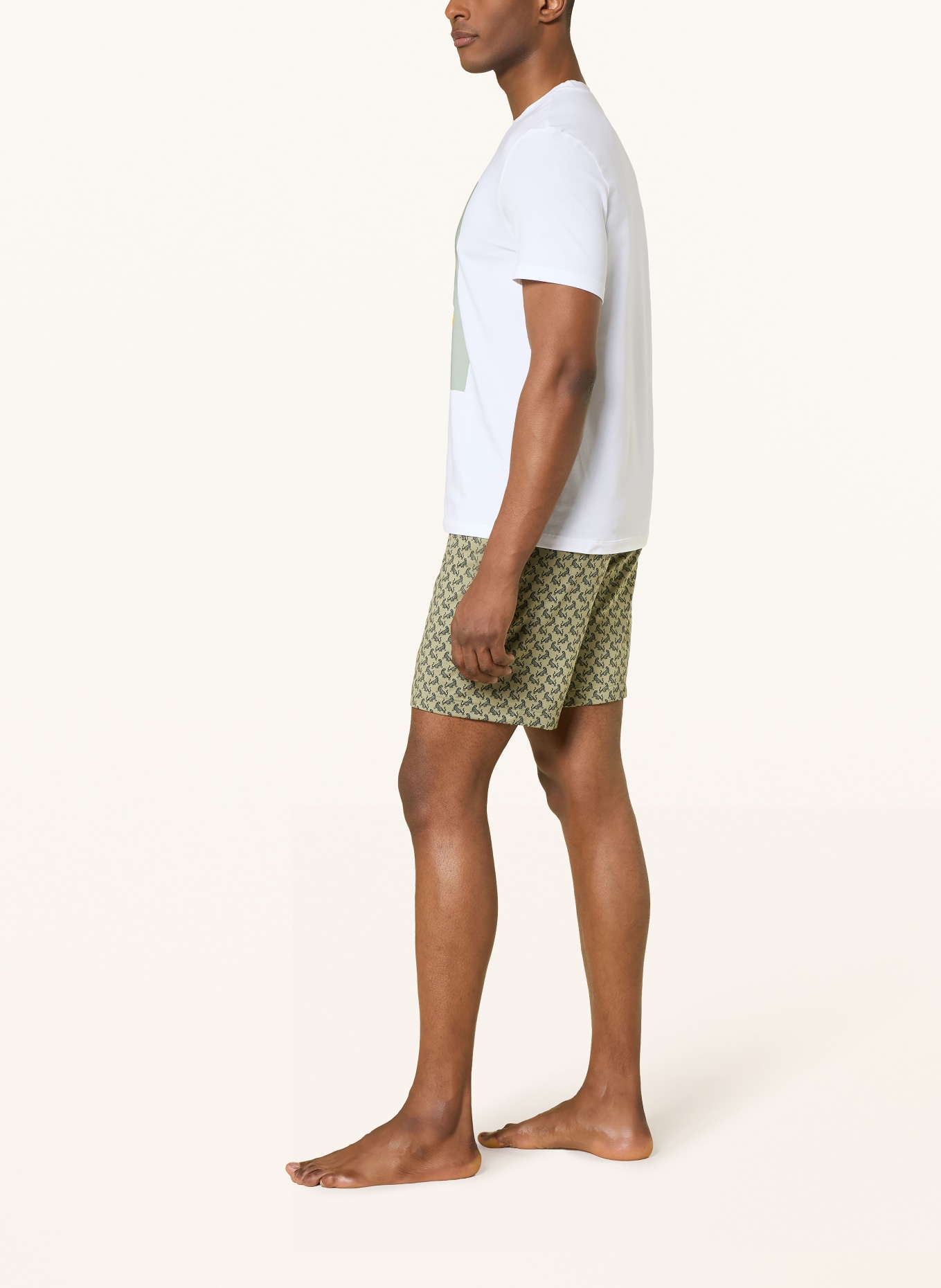 mey Schlafshorts Serie TIPSY TIGERS: OLIV / SCHWARZ