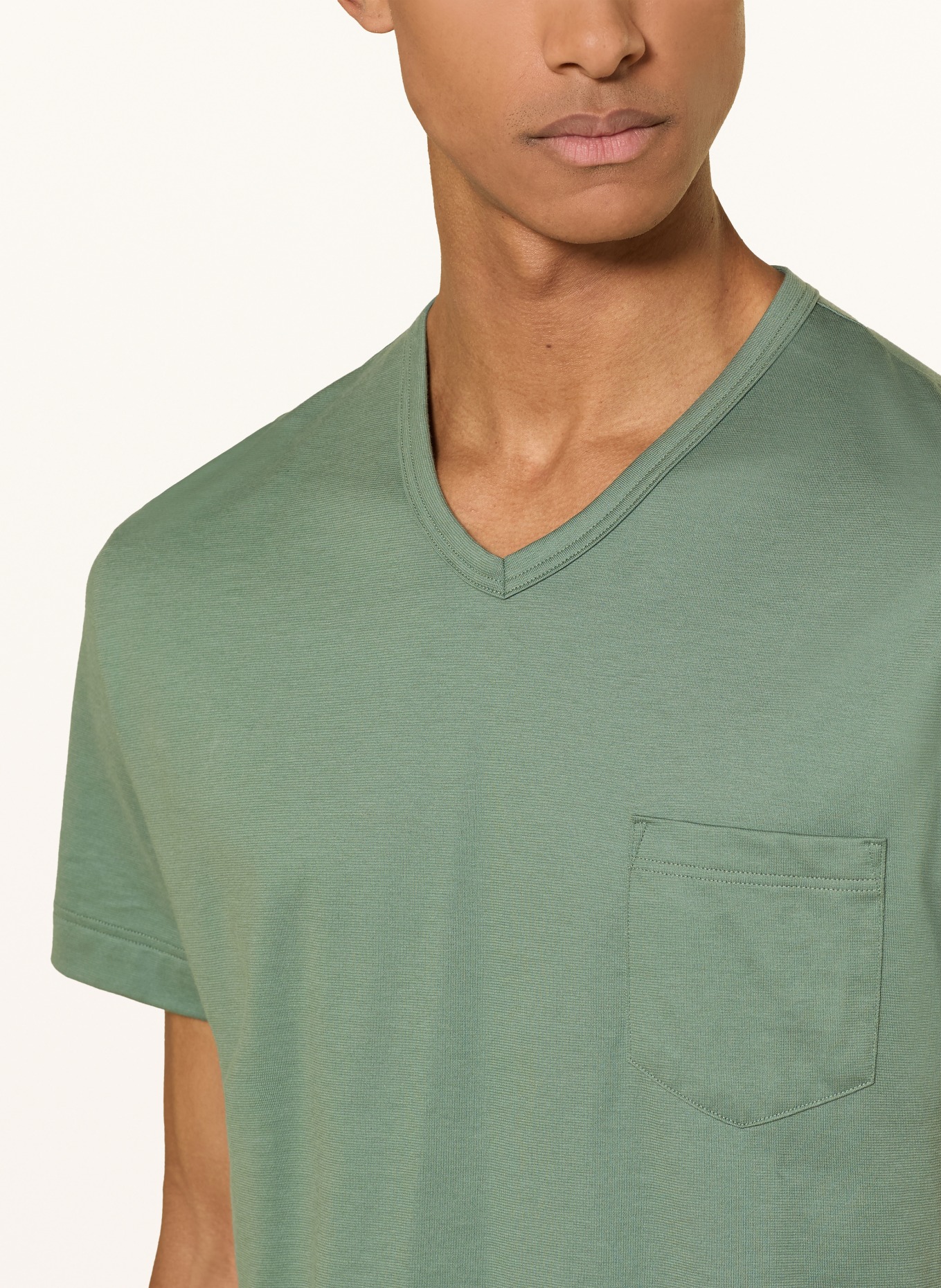 mey Shorty-pyjama uit de PALM STRIPES-serie: GROEN / GEEL / WIT