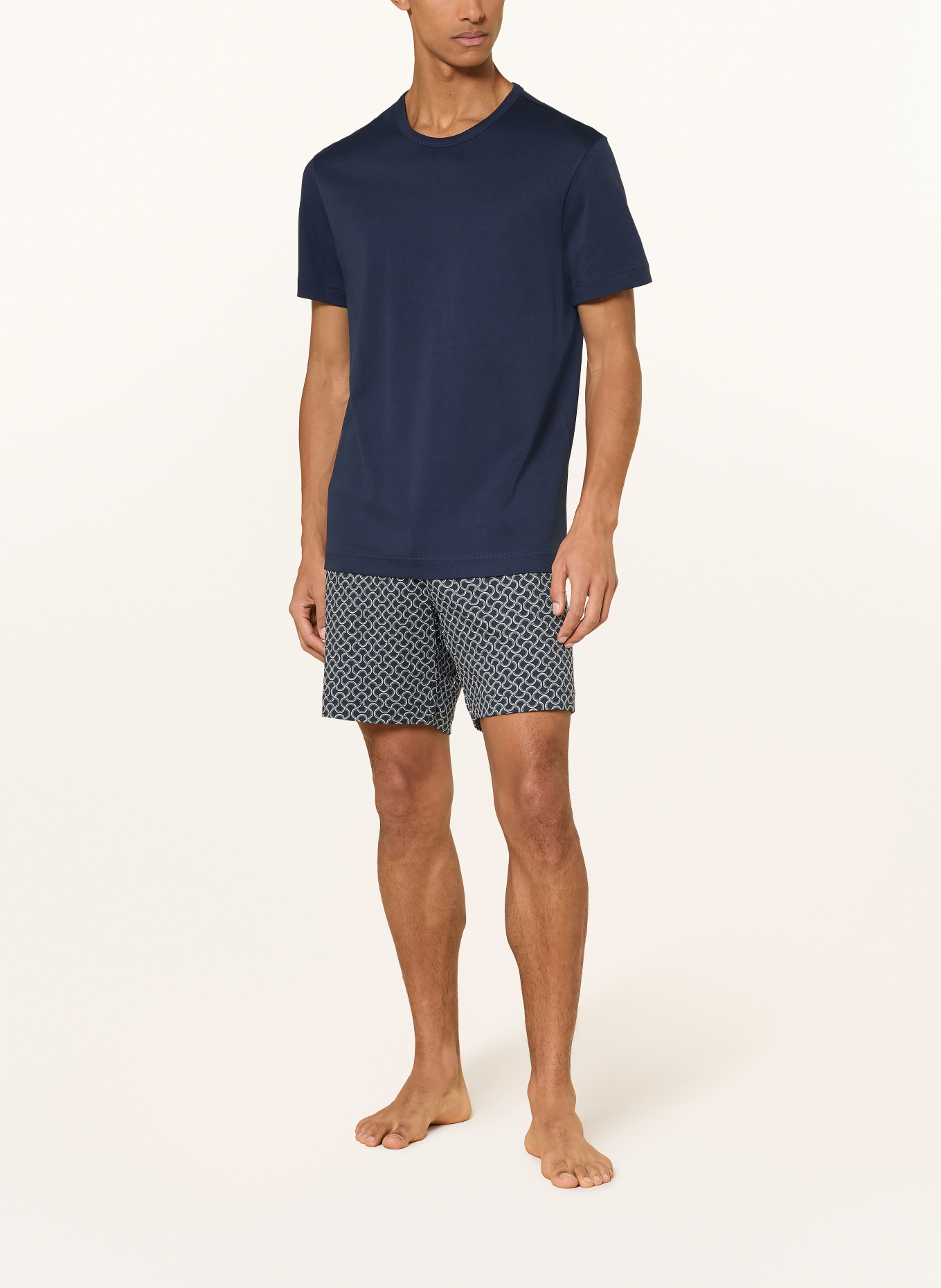 mey Shorty-pyjama uit de CURVES-serie: DONKERBLAUW / GROEN / WIT