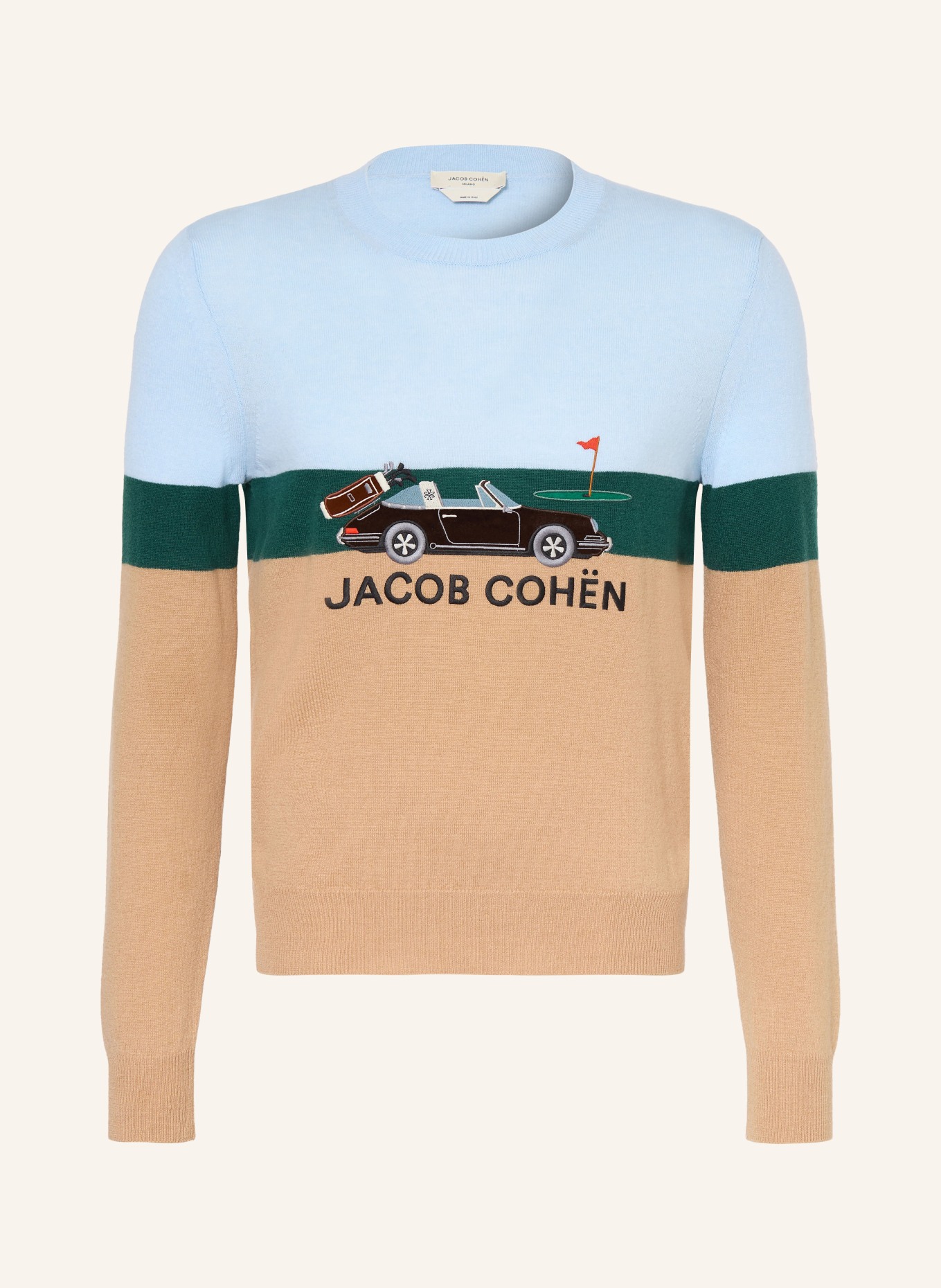 JACOB COHEN Pullover PORSCHE EDITION: CAMEL / DUNKELGRÜN / HELLBLAU