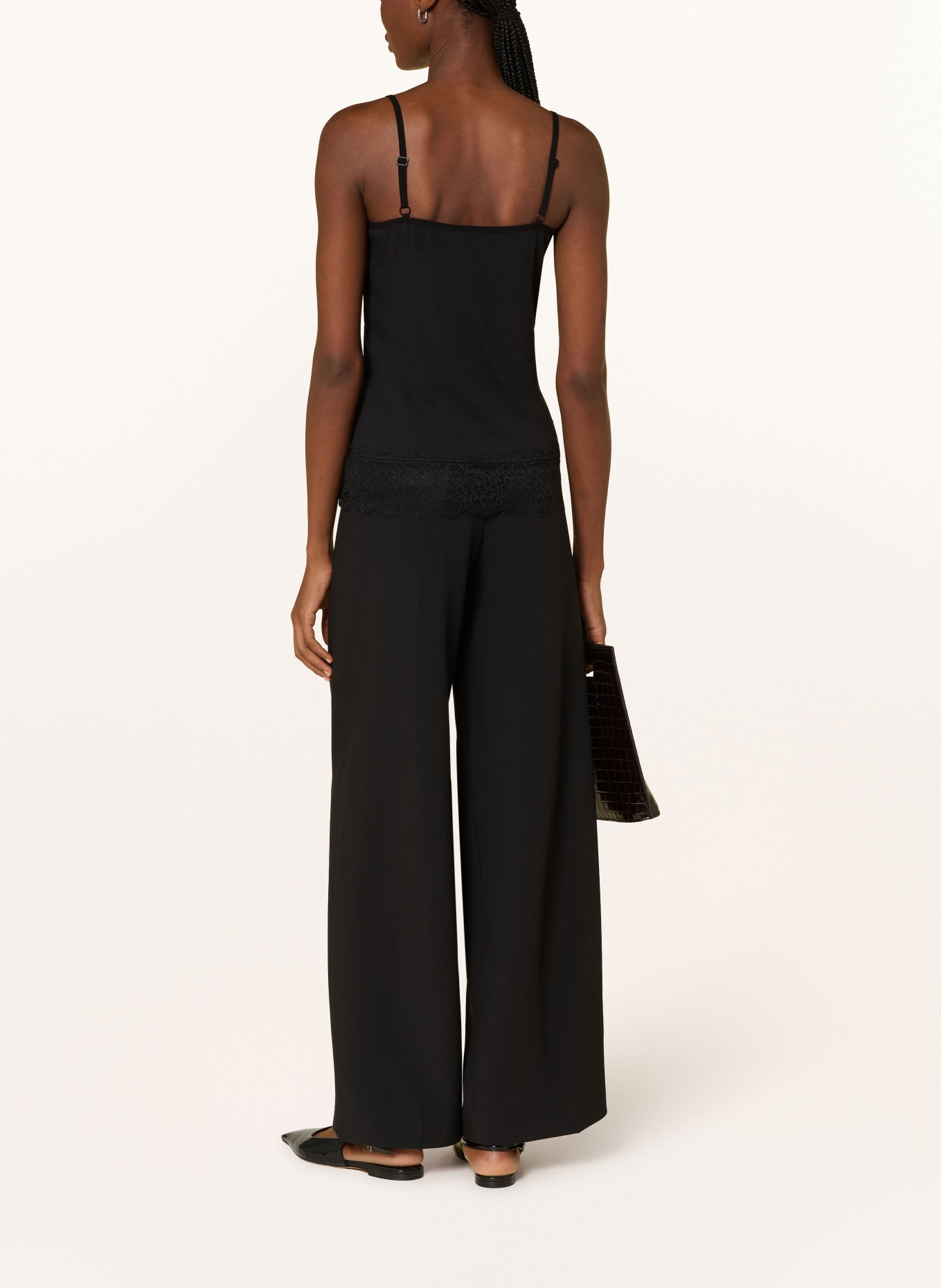 darling harbour Jerseytop mit Spitze: BLACK