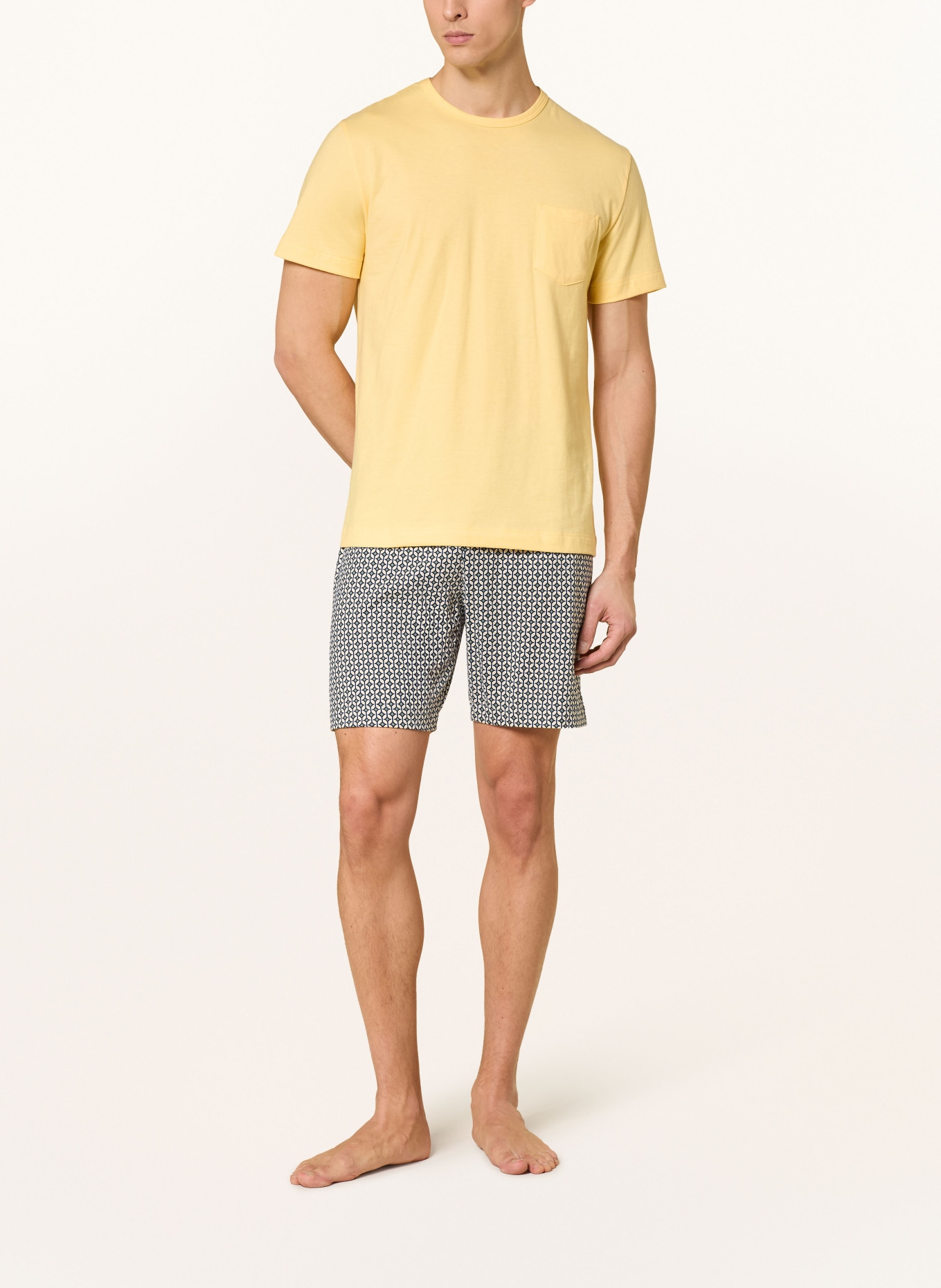 mey Shorty-Schlafanzug: HELLGELB / KHAKI / DUNKELBLAU