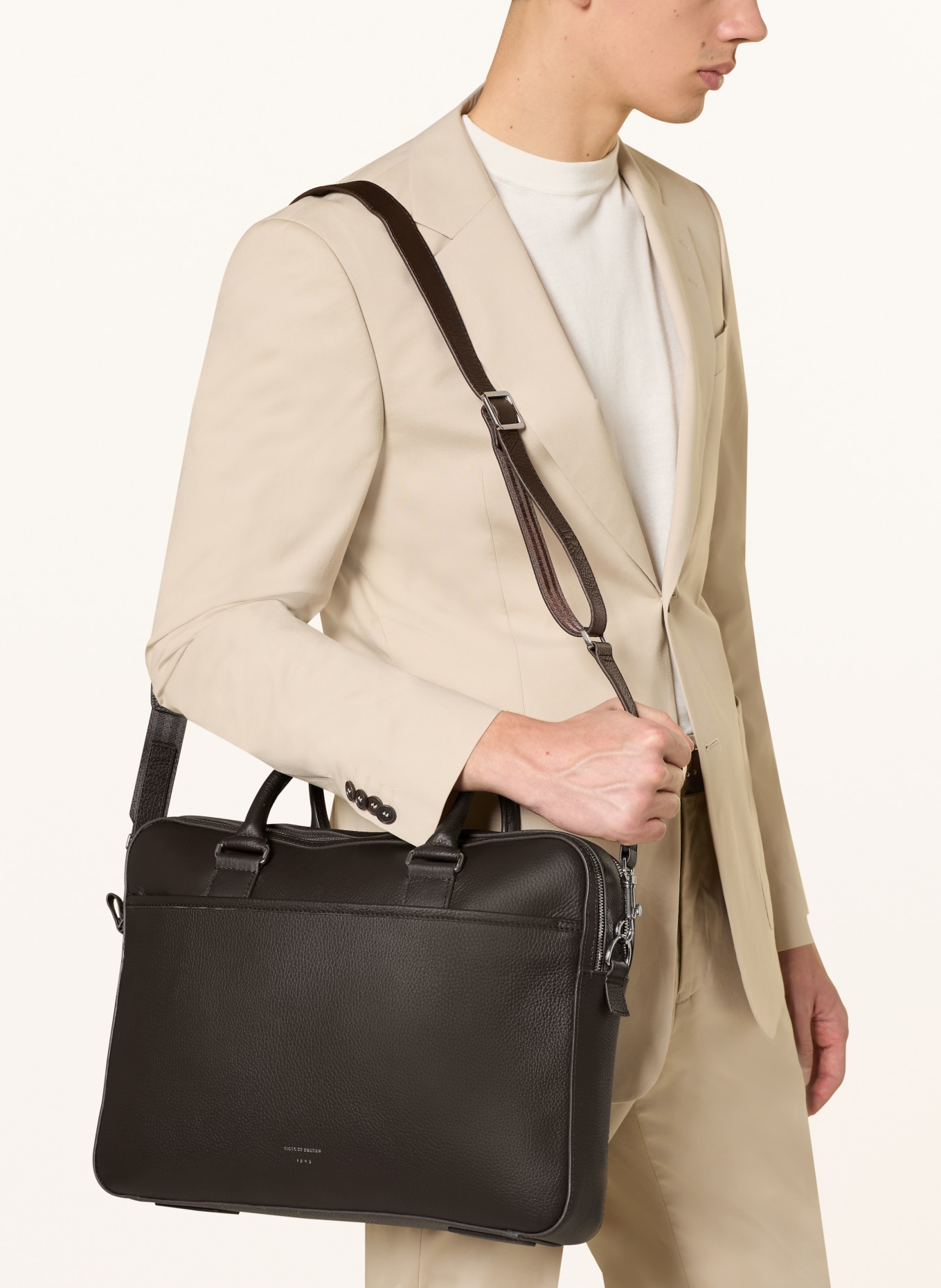 TIGER OF SWEDEN Laptoptas BURIN: MARRON FONCÉ