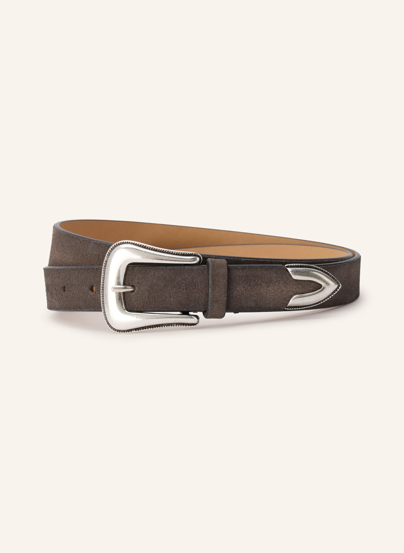 TIGER OF SWEDEN ECUS Leather Belt: GRAY / SILVER