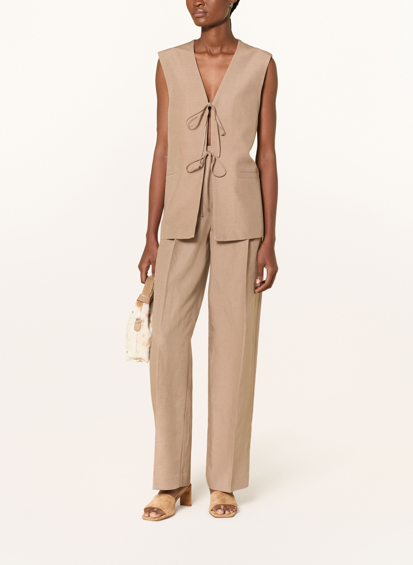 SELECTED Femme Hose mit Leinen: BEIGE