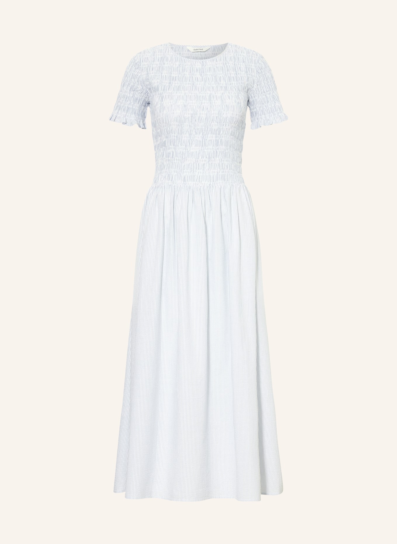 SELECTED Femme Musselina dress with ruffles: LIGHT BLUE / WHITE