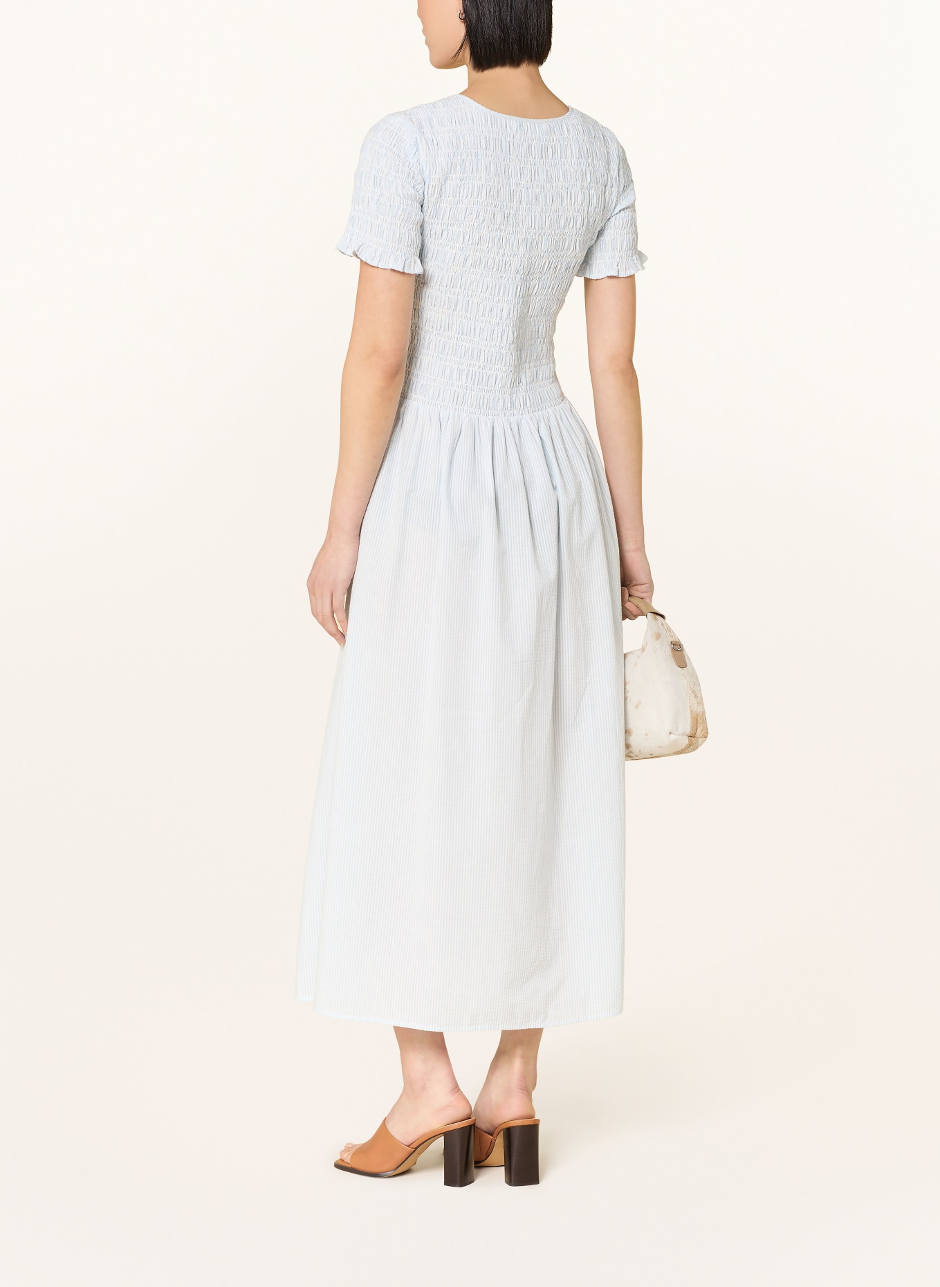 SELECTED Femme Musselina dress with ruffles: LIGHT BLUE / WHITE