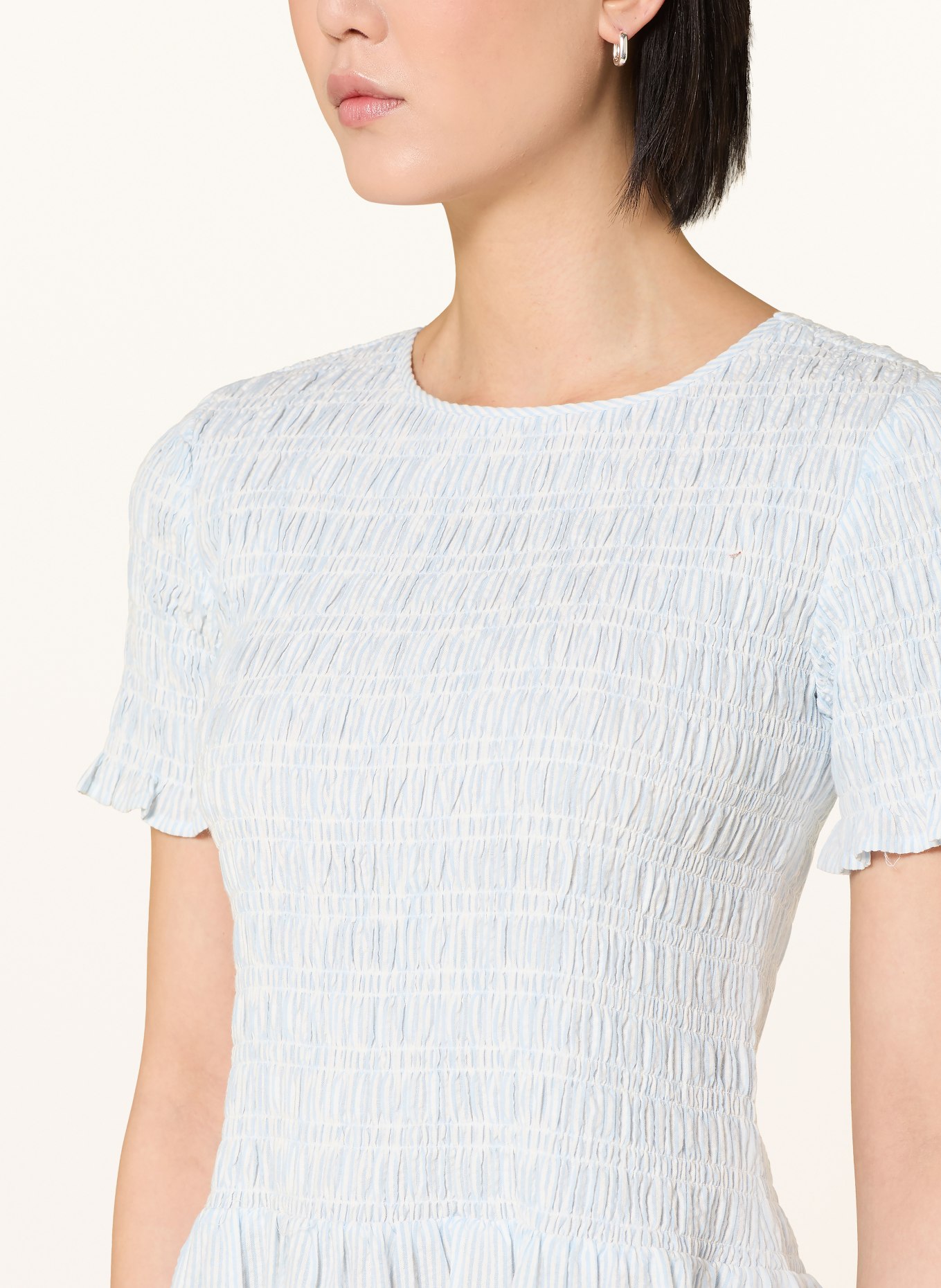 SELECTED Femme Musselina dress with ruffles: LIGHT BLUE / WHITE