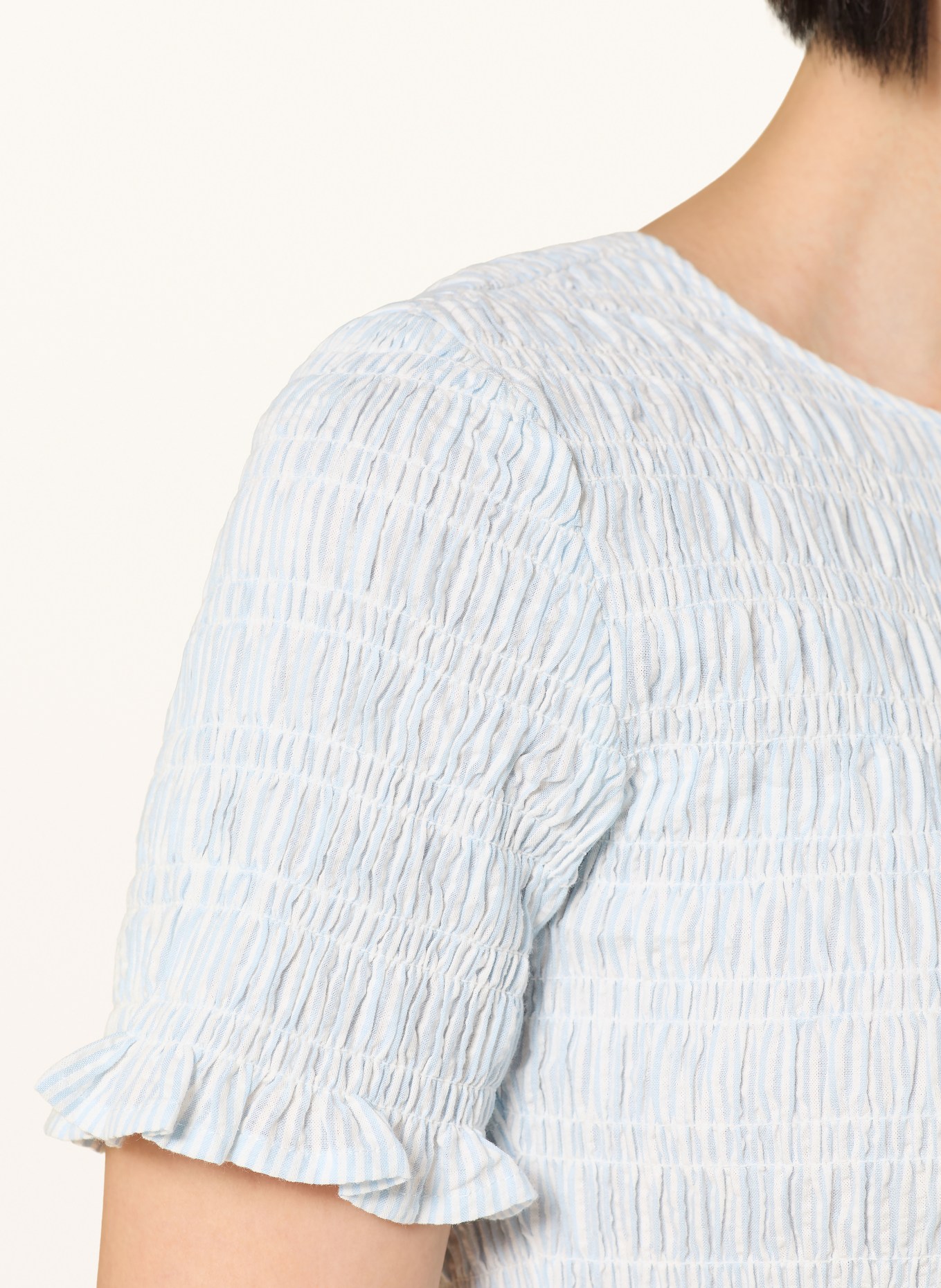 SELECTED Femme Musselina dress with ruffles: LIGHT BLUE / WHITE