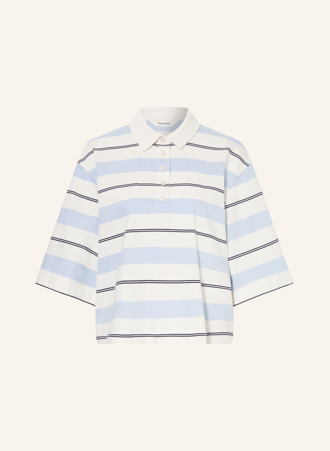 SELECTED Femme Jerseyové polo tričko: BÍLÁ / TMAVĚ MODRÁ / TMAVĚ MODRÁ