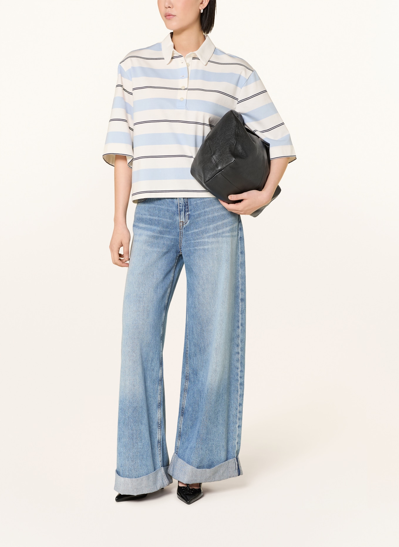 SELECTED Femme Jerseyové polo tričko: BÍLÁ / TMAVĚ MODRÁ / TMAVĚ MODRÁ