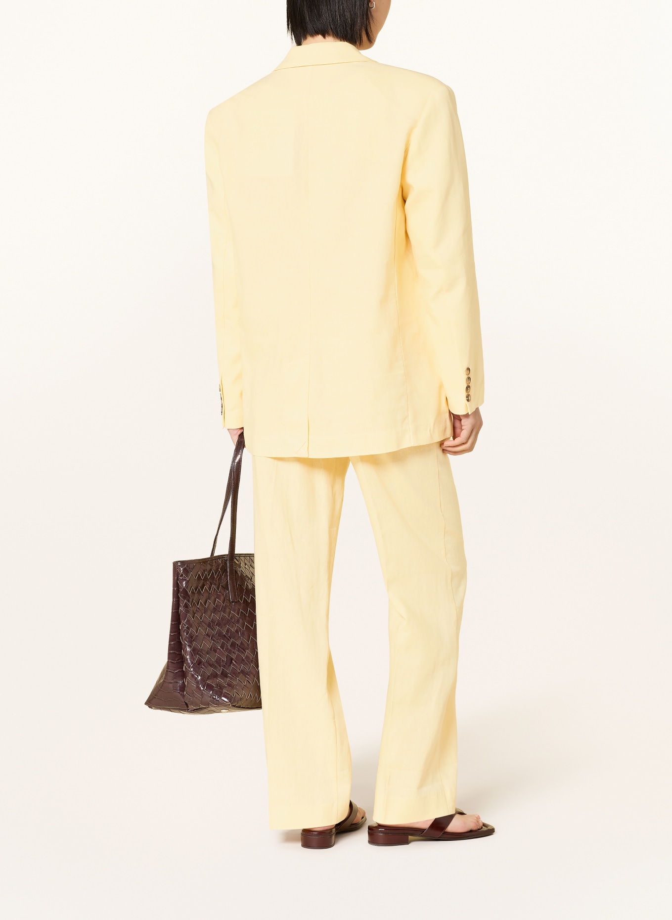 SELECTED Femme Pantalon Marlene en lin: JAUNE CLAIR