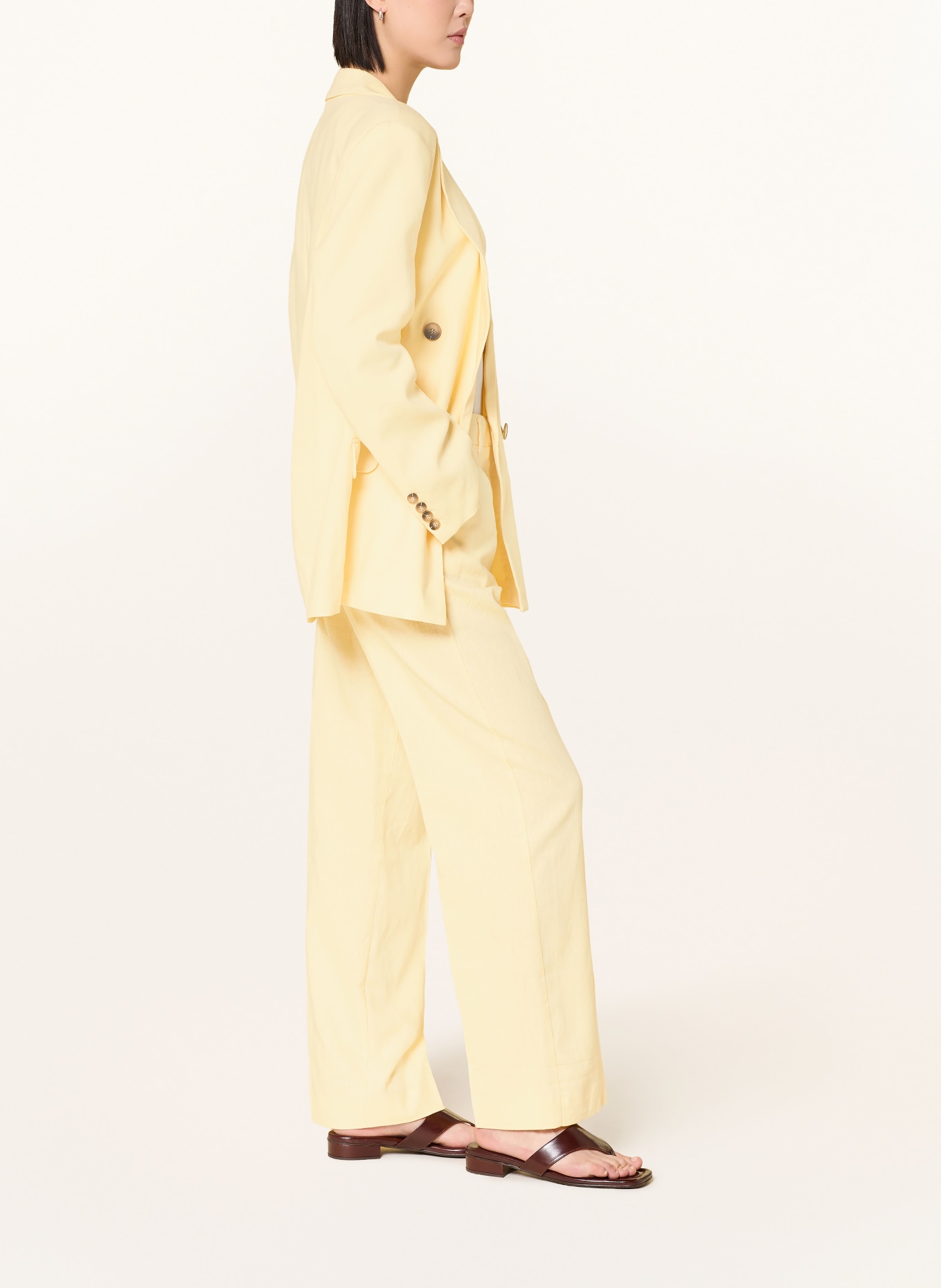 SELECTED Femme Pantalon Marlene en lin: JAUNE CLAIR
