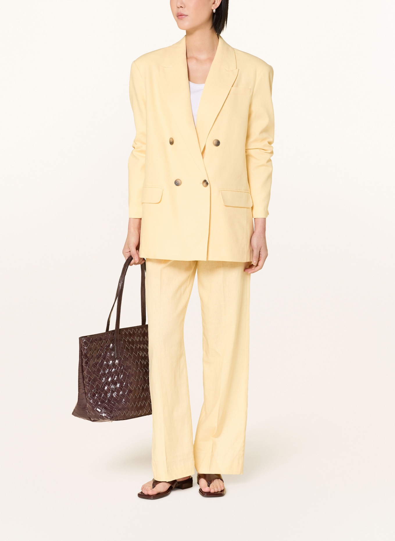 SELECTED Femme Blazer oversize en lin: JAUNE CLAIR