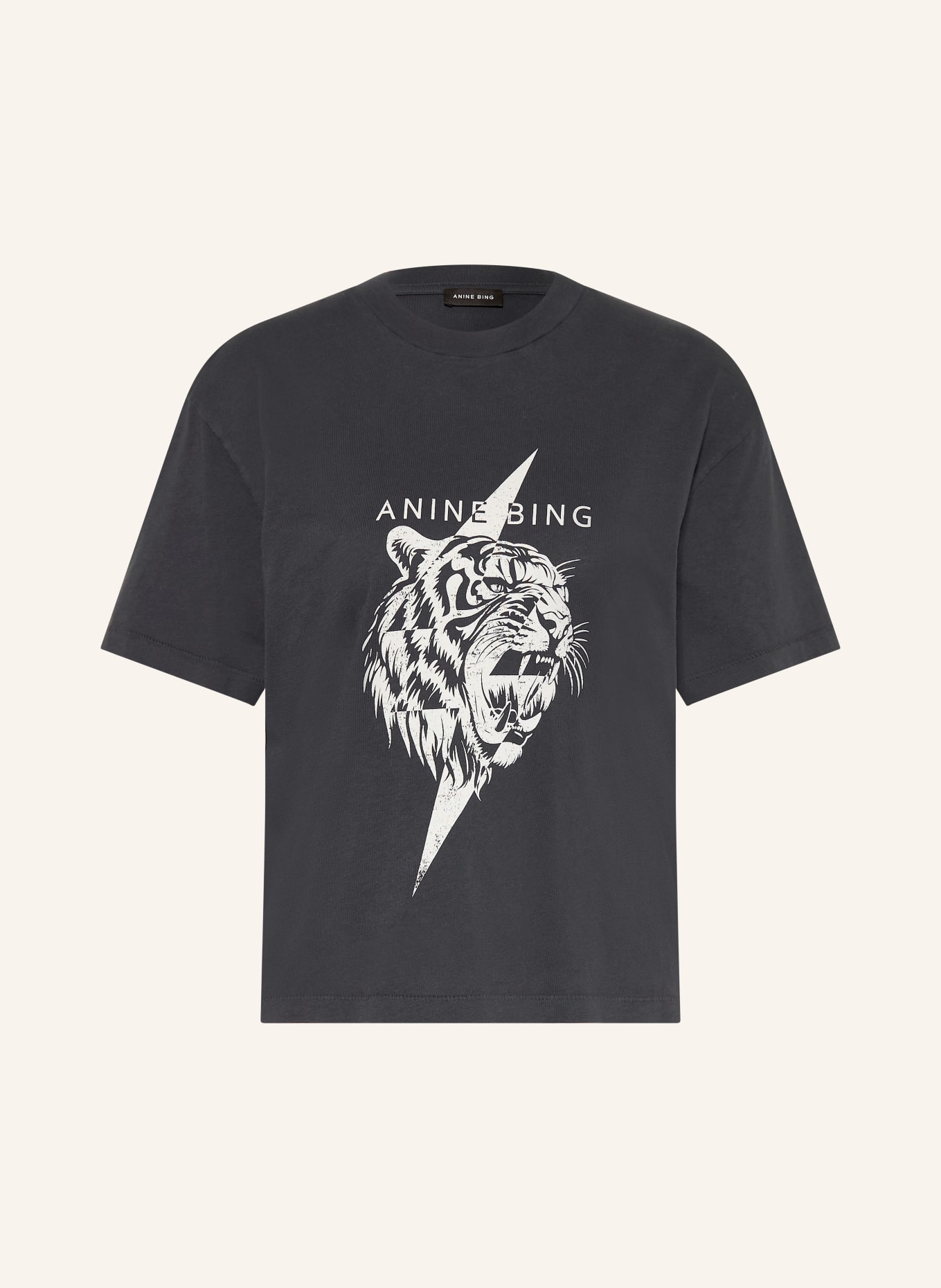 ANINE BING T-shirt WAGNER TEE TIGER: ZWART / ECRU