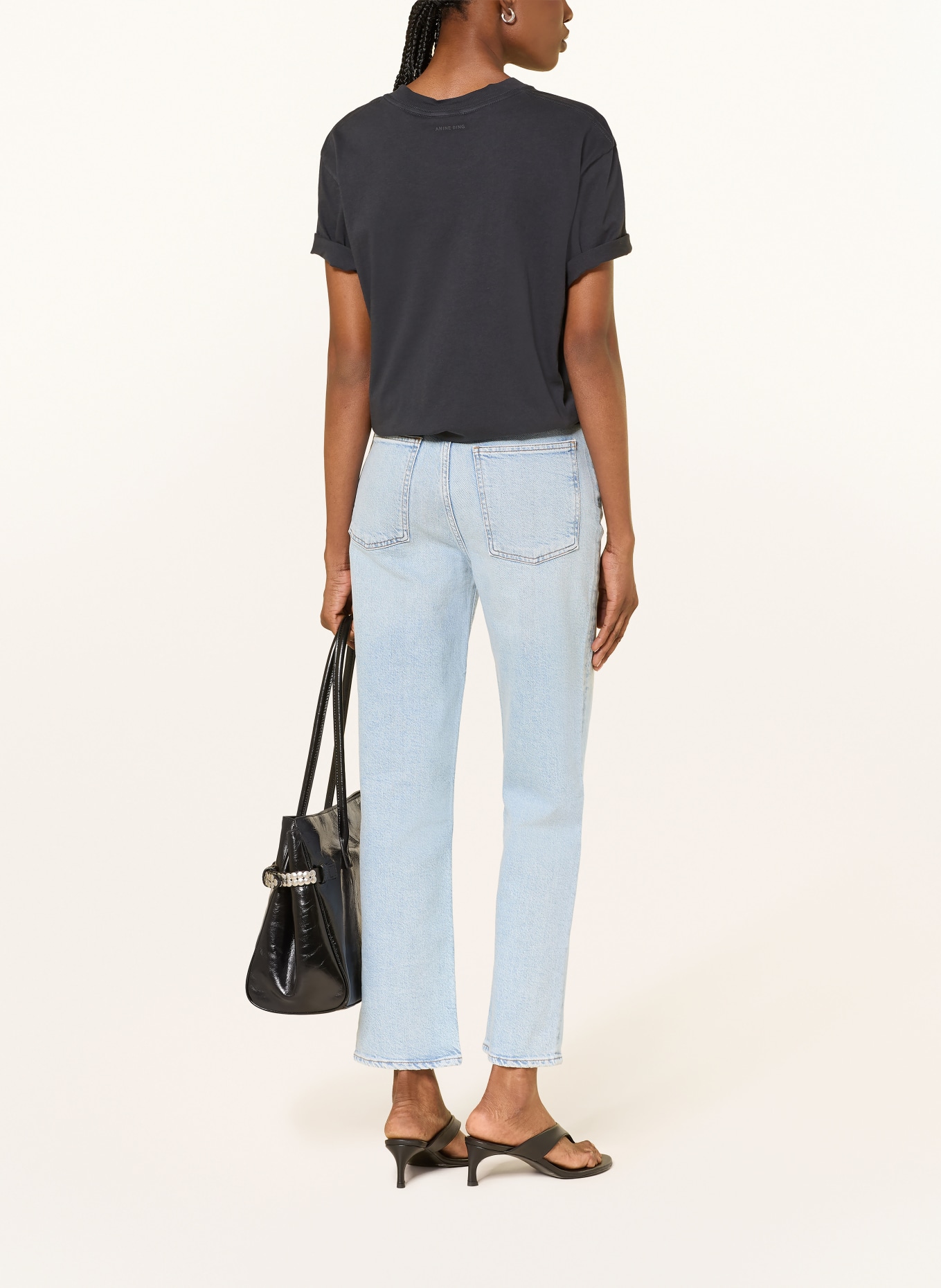 ANINE BING T-shirt WAGNER TEE TIGER: ZWART / ECRU