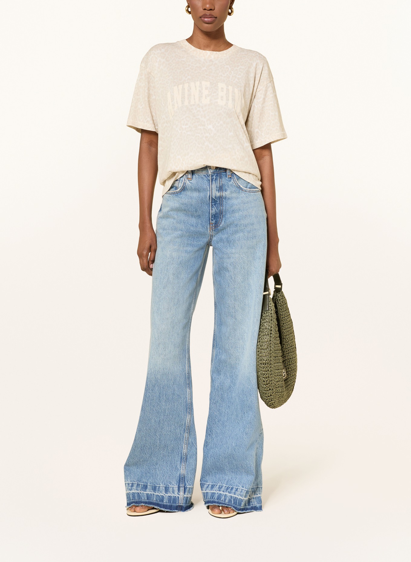 ANINE BING T-Shirt CADE: CREME / HELLBRAUN