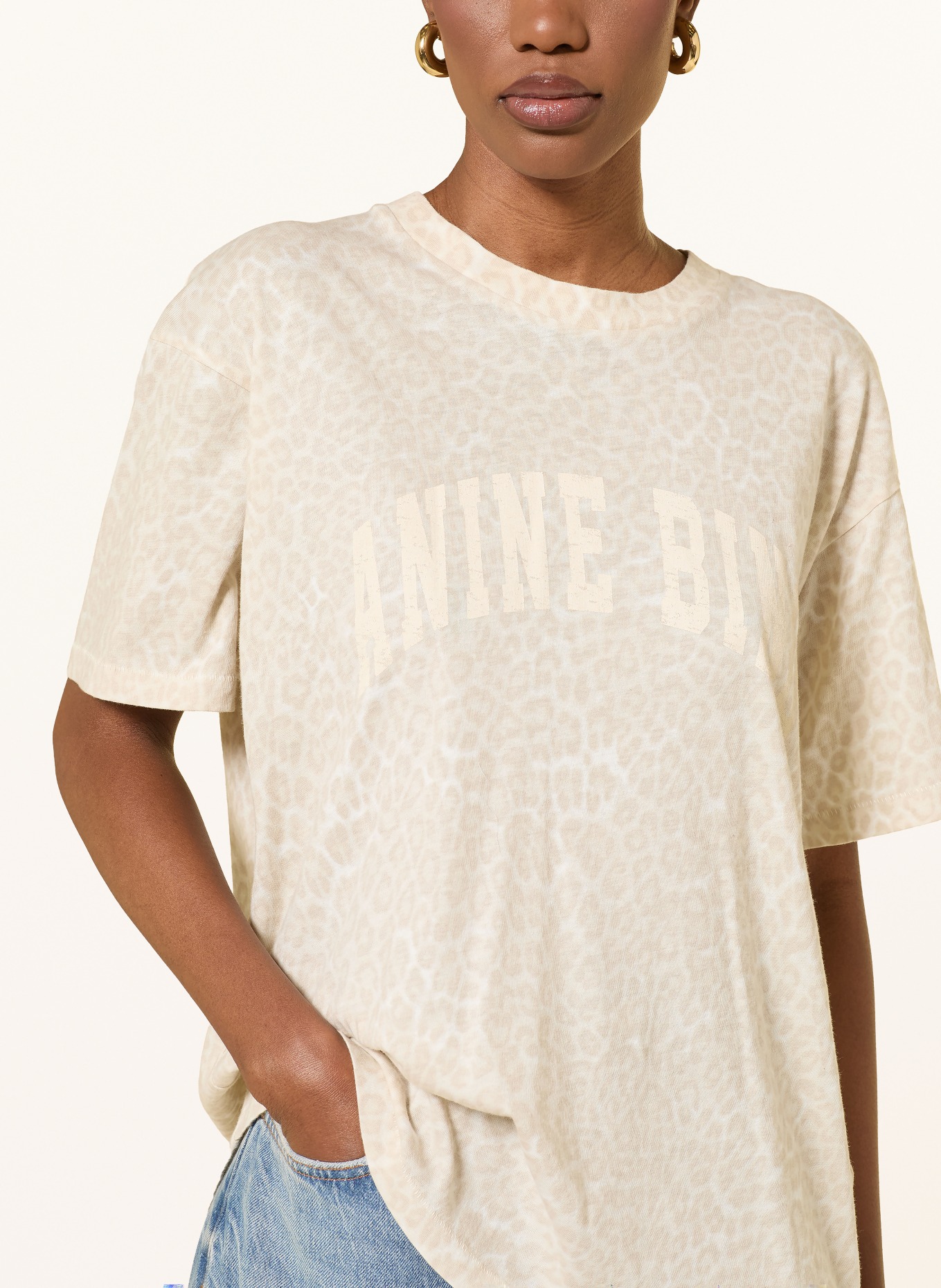 ANINE BING T-Shirt CADE: CREME / HELLBRAUN