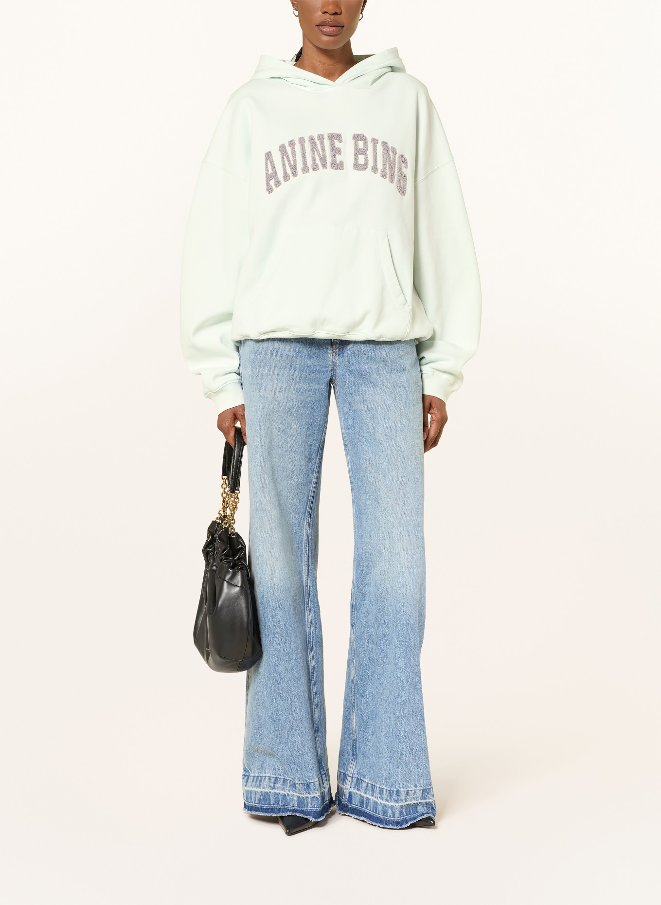 ANINE BING Hoodie HARVEY: MINT / GRIJS