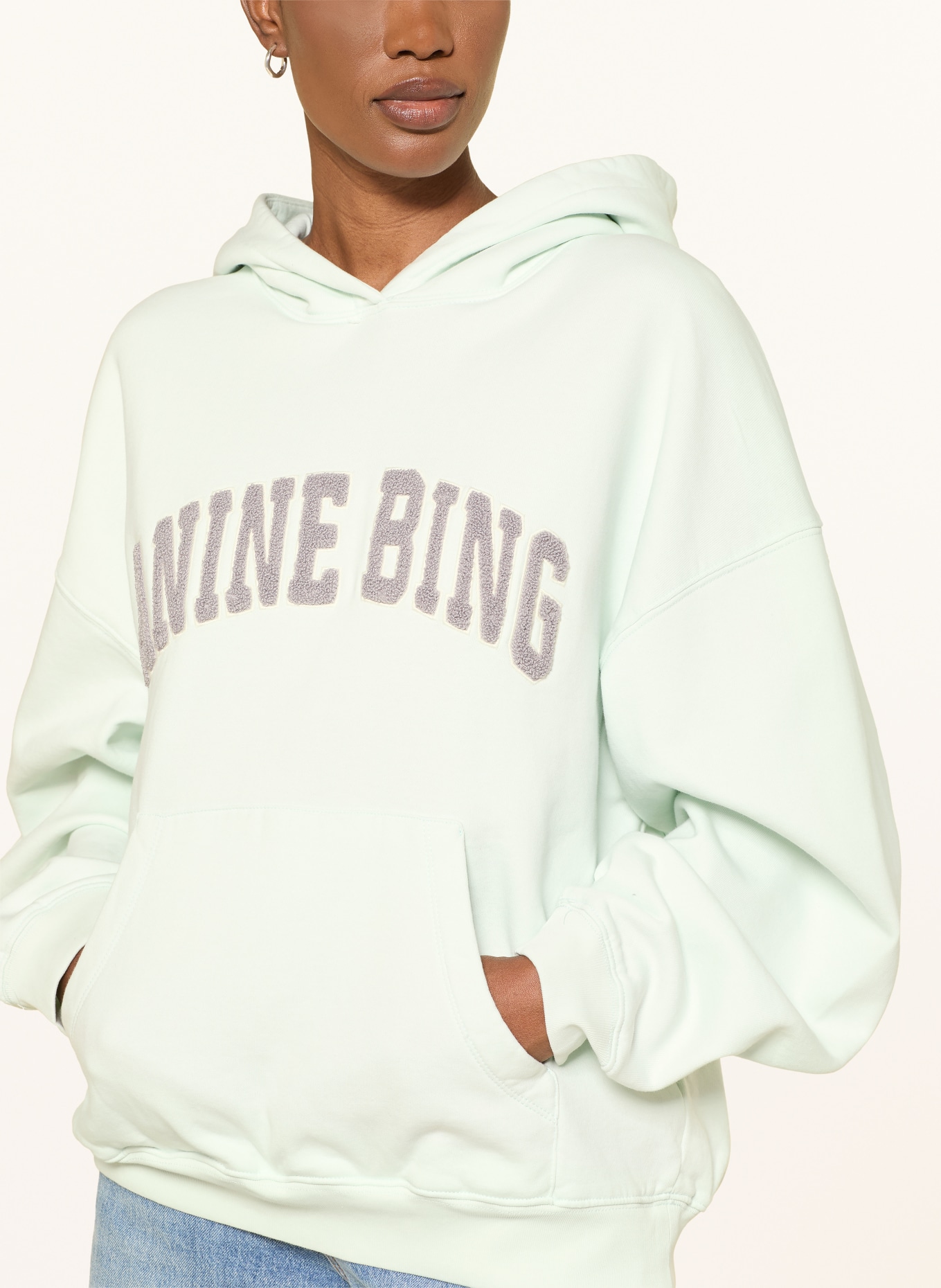 ANINE BING Hoodie HARVEY: MINT / GRIJS