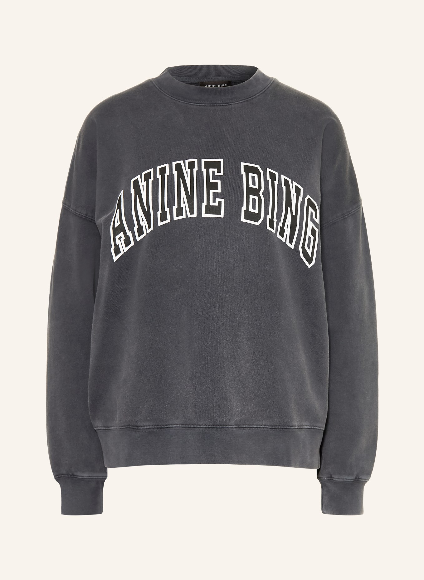 ANINE BING Sweat-shirt MILES: GRIS FONCÉ / BLANC