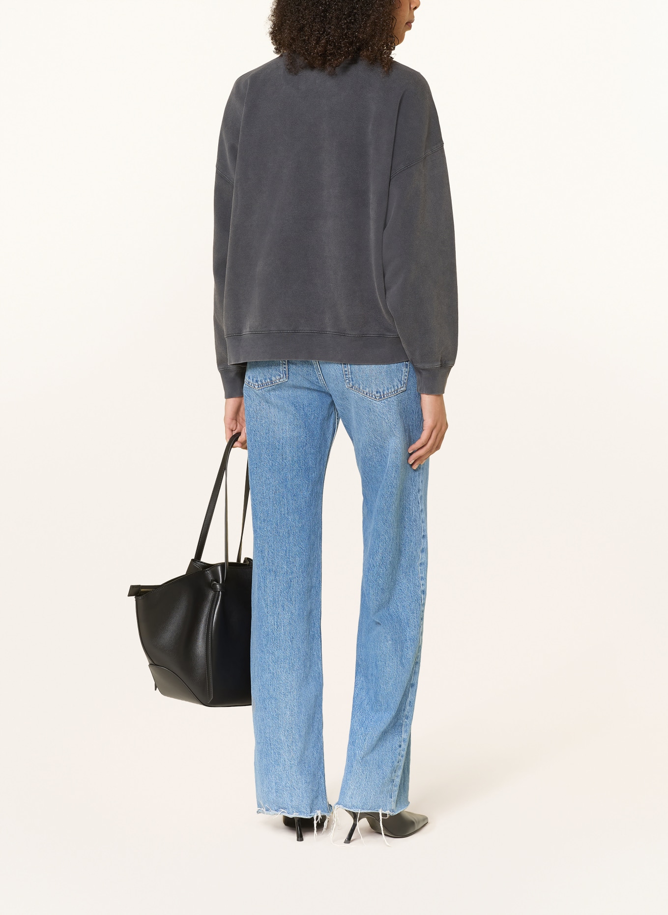 ANINE BING Sweat-shirt MILES: GRIS FONCÉ / BLANC